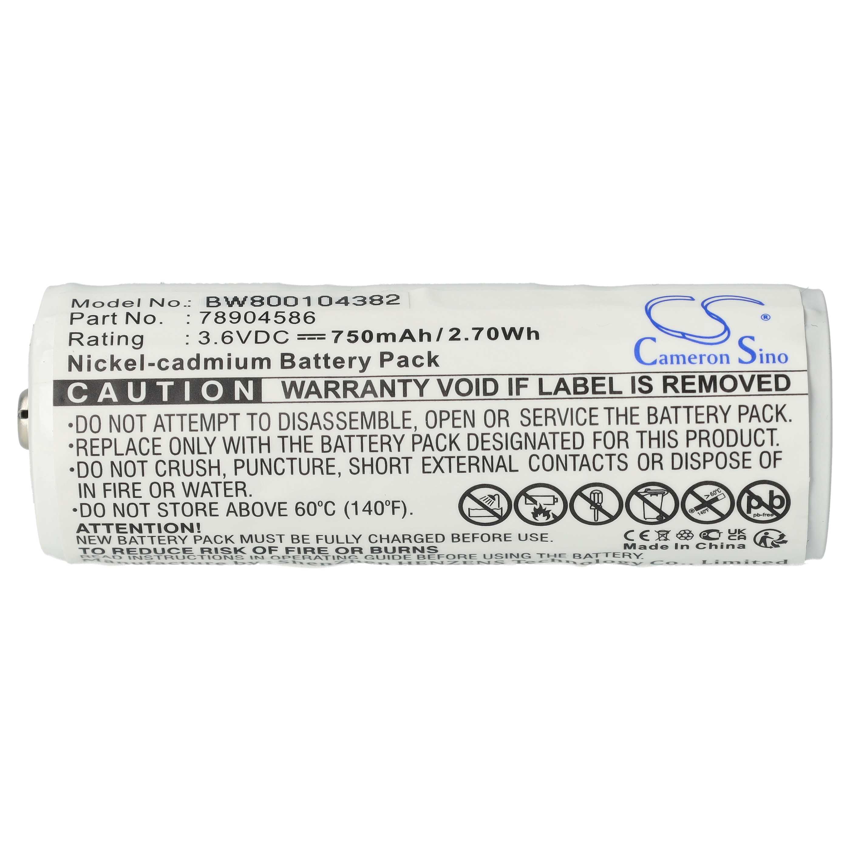 Medical Equipment Battery replaces 78904586 - 750 mAh 3.6 V NiCd
