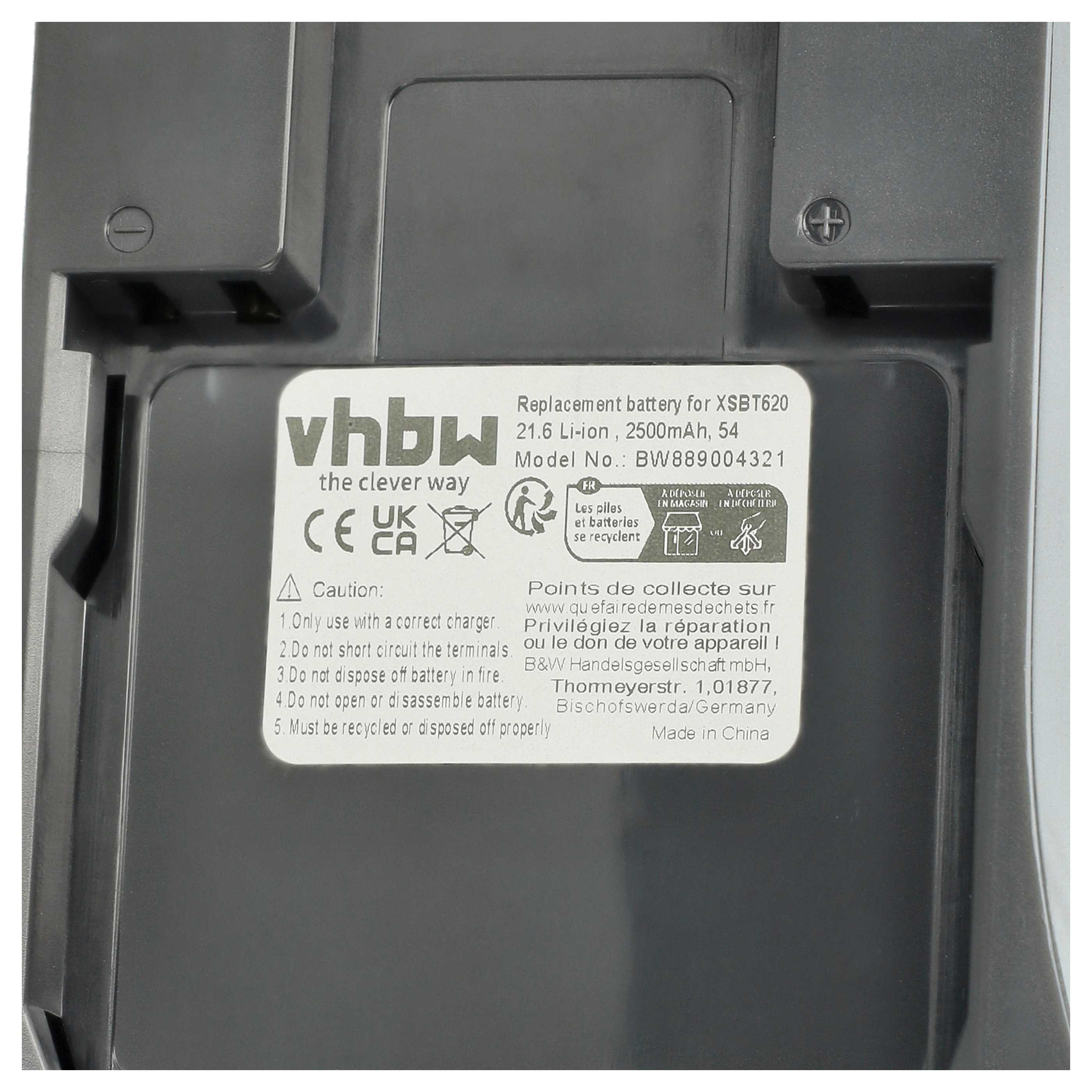 Battery replaces XSBT620 for Shark 2500mAh, 21.6V, Li-Ion