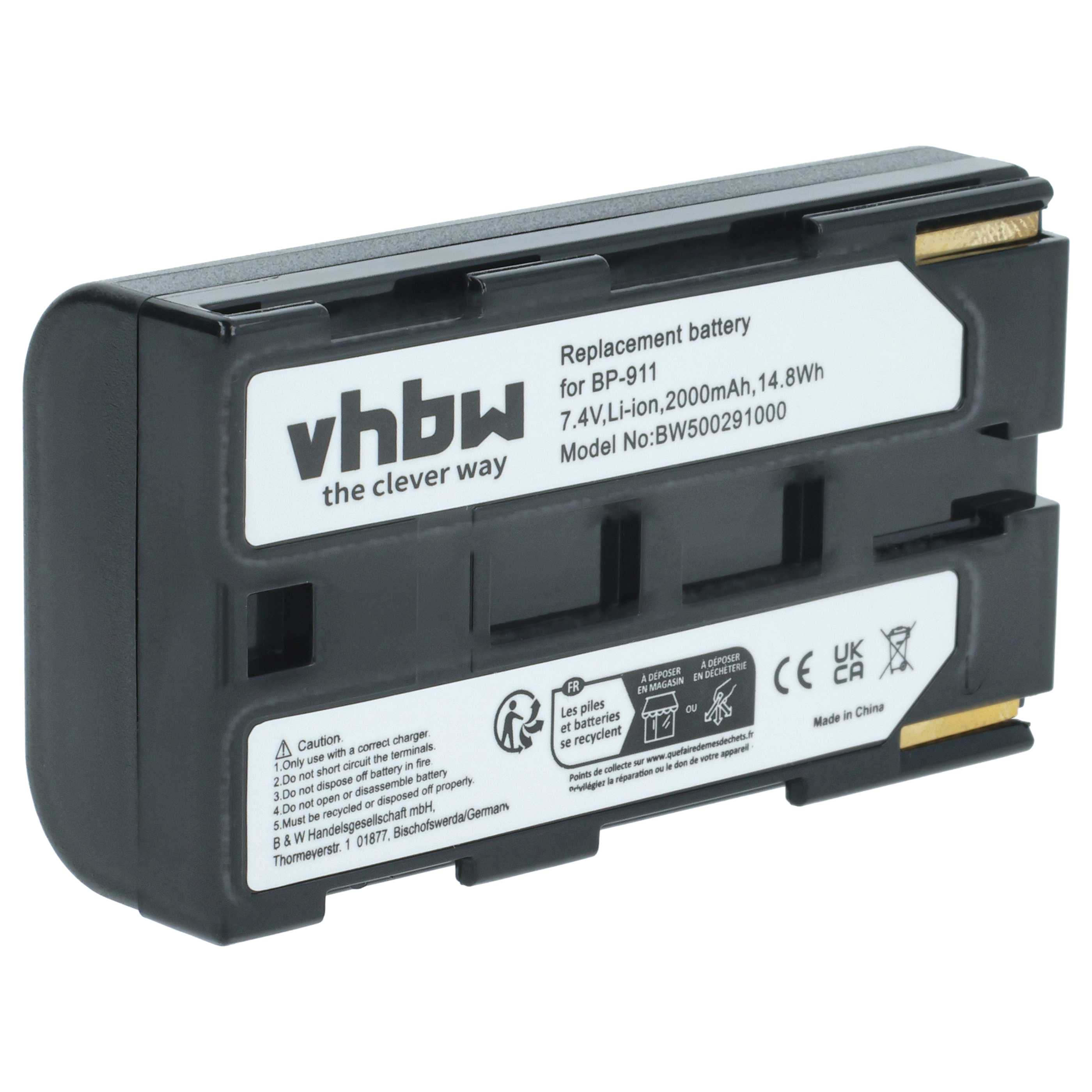Batteria per videocamera sostituisce Canon BP-915, BP-924, BP-911, BP-914 Phase One - 1300mAh 7,2V Li-Ion