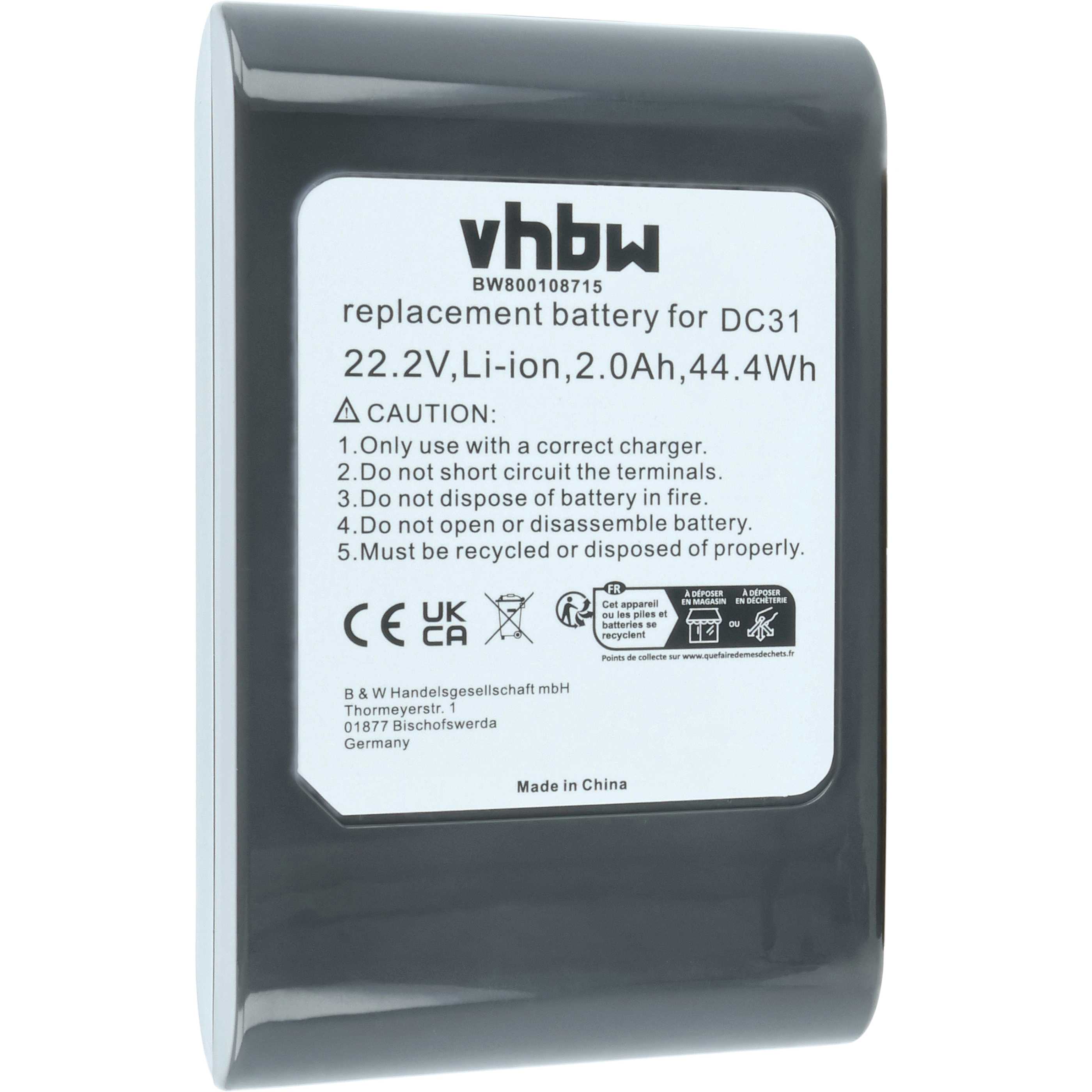 Batteria sostituisce Dyson 17083-4211, 17083-3511, 17083-2811 per aspirapolvere - 2000mAh 22,2V Li-Ion