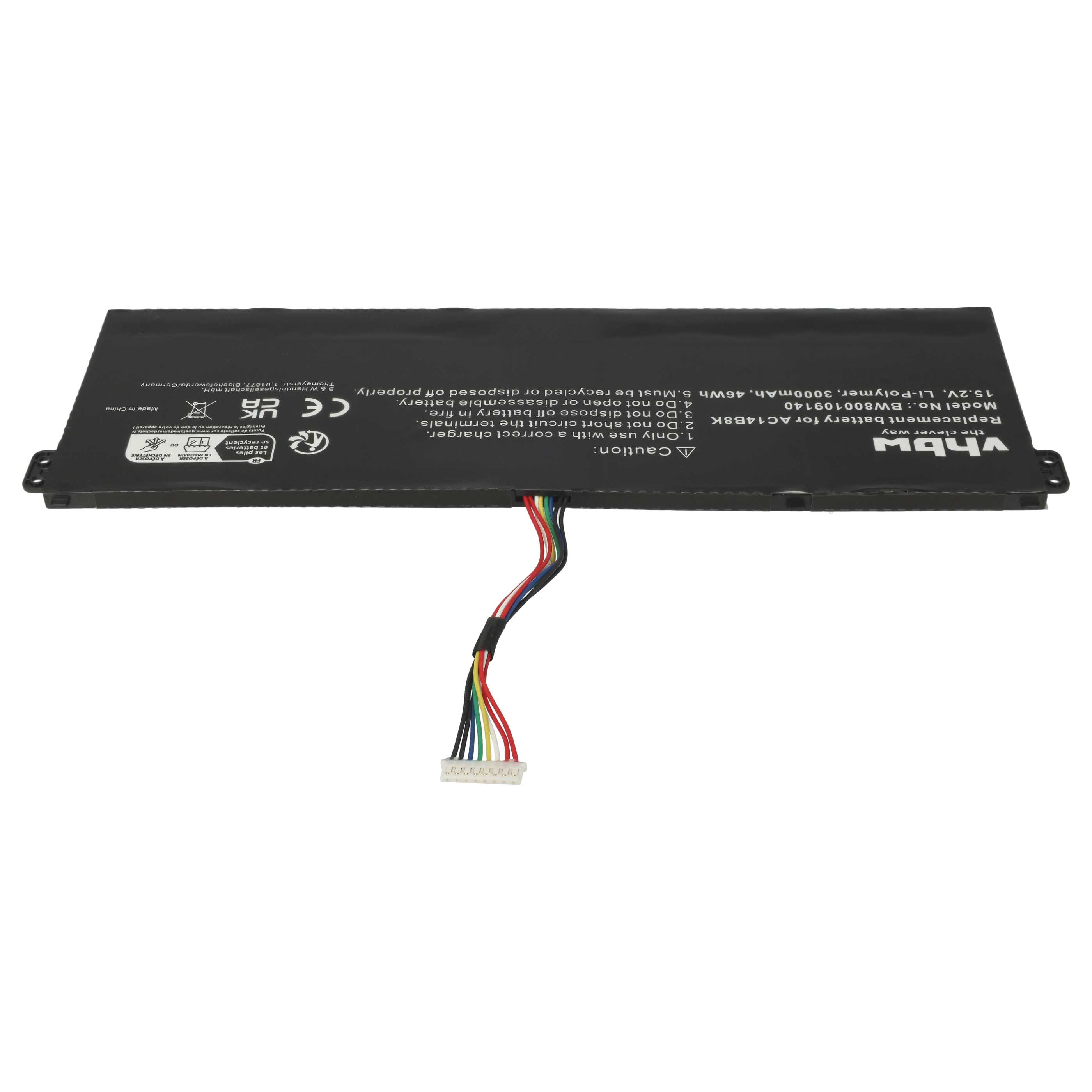 Batterie remplace Acer 3ICP5/57/80, 41CP6/60/80 pour ordinateur portable - 3000mAh 15,2V Li-polymère