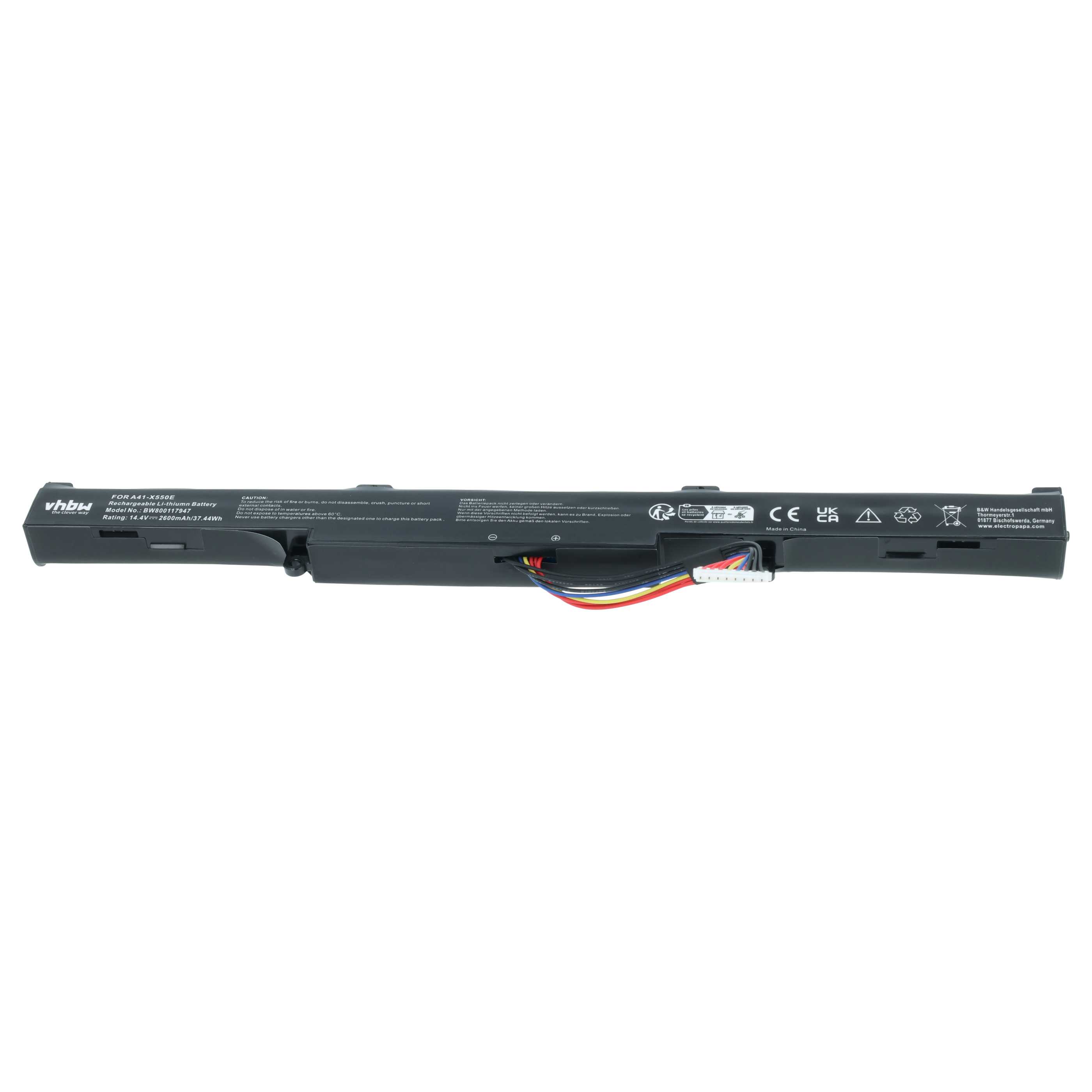 Batteria sostituisce Asus 0B110-00220000, 0B110-00220100 per notebook - 2600mAh 14,4V Li-Ion nero
