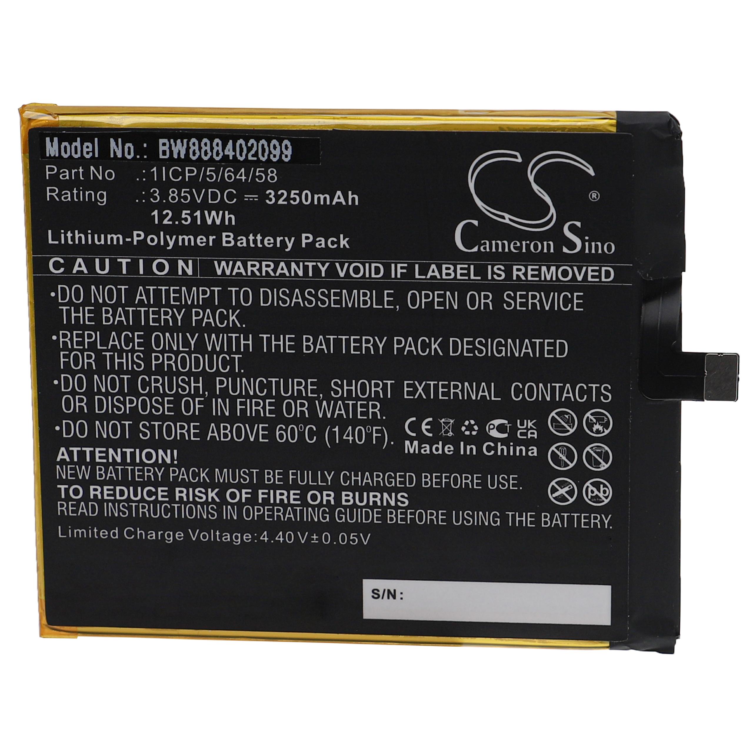 Akumulator bateria do telefonu smartfona zam. Umi 1ICP/5/64/58 - 3250mAh, 3,85V, LiPo