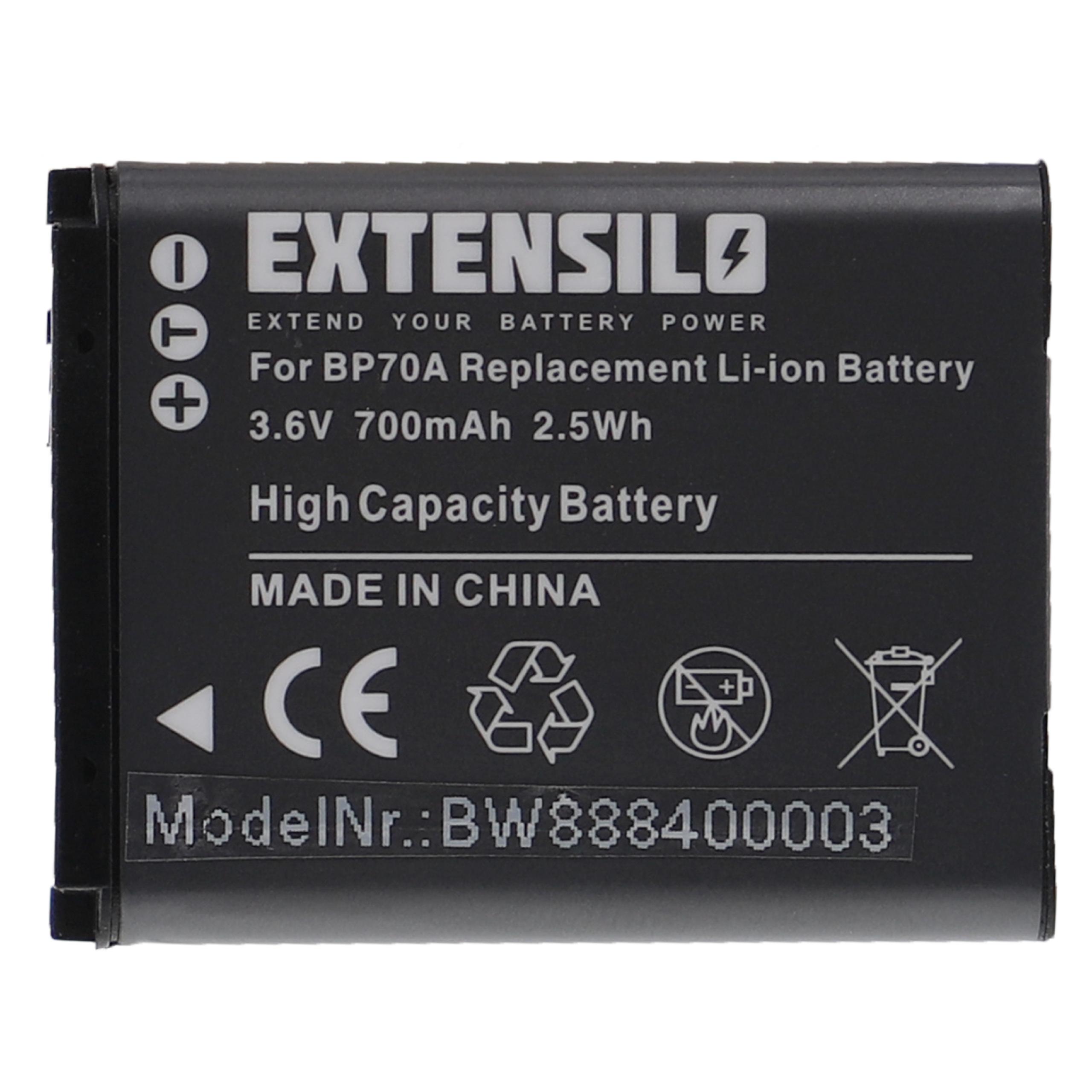 Batteria sostituisce Samsung BP-70a, SLB-70A, BP70a, EA-BP70A per fotocamera Samsung - 700mAh 3,6V Li-Ion