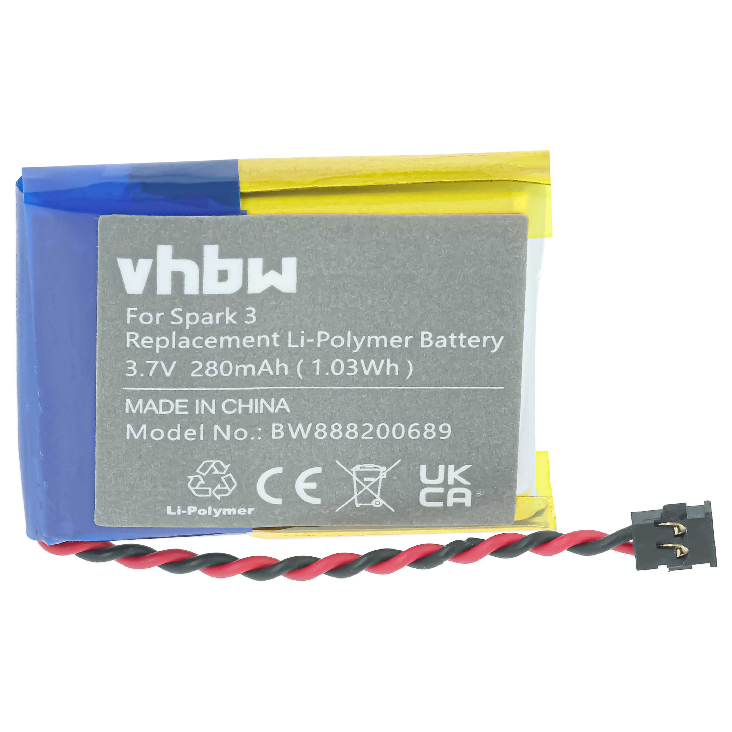 Smartwatch Battery replaces TomTom AHB332824HPS - 280 mAh 3.7 V Li-polymer