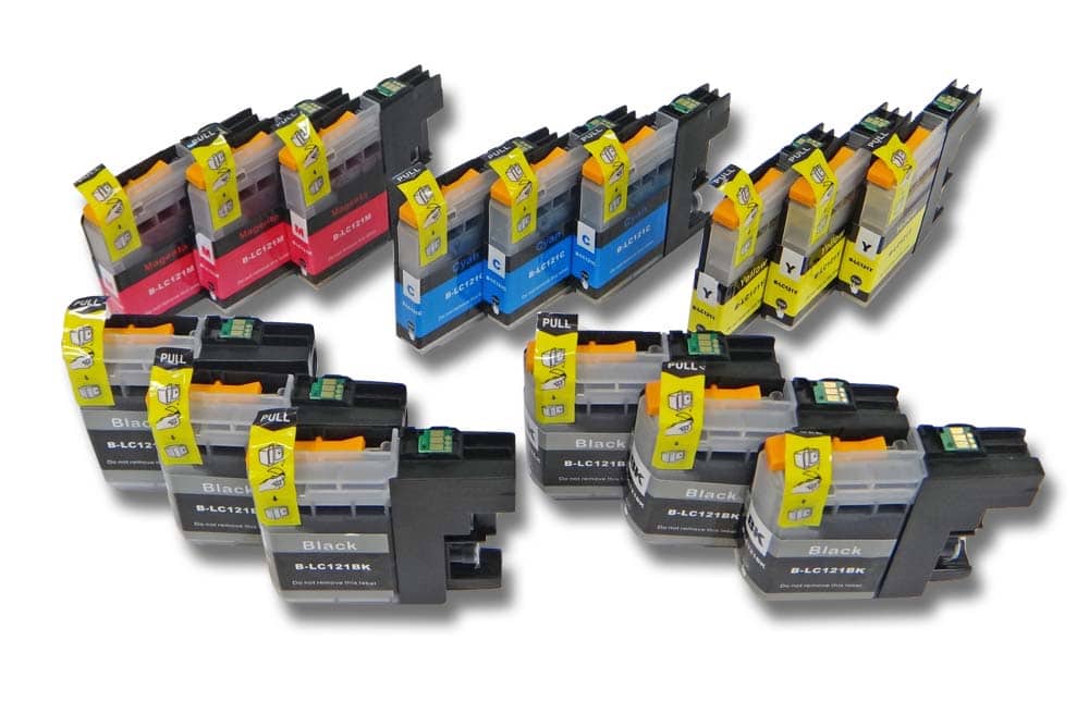 Set de 15x cartuchos de tinta reemplaza Brother LC121BK, LC121C, LC121 para impresora - B/C/M/Y 186 ml + chip