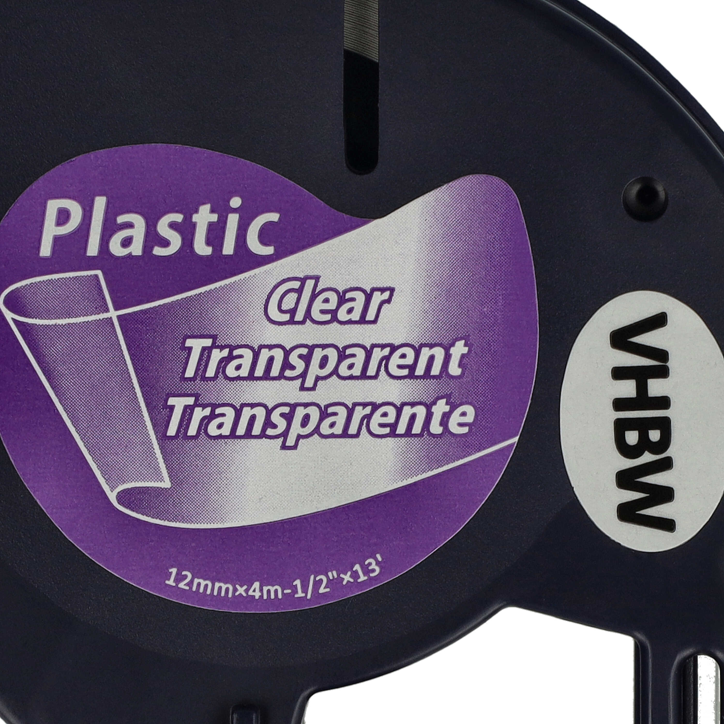 Label TapePlastic replaces Dymo S0721530, 16951 - 12 mm Black to Transparent