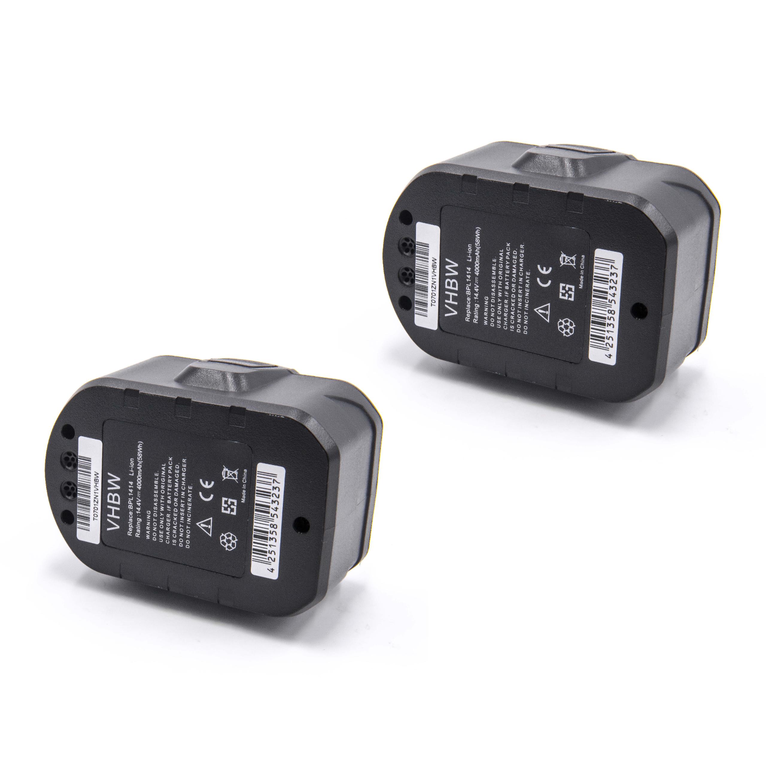 Batteries (2x pièces) remplace Ryobi BPL1414 pour outil électrique - 4000 mAh, 14,4 V, Li-ion