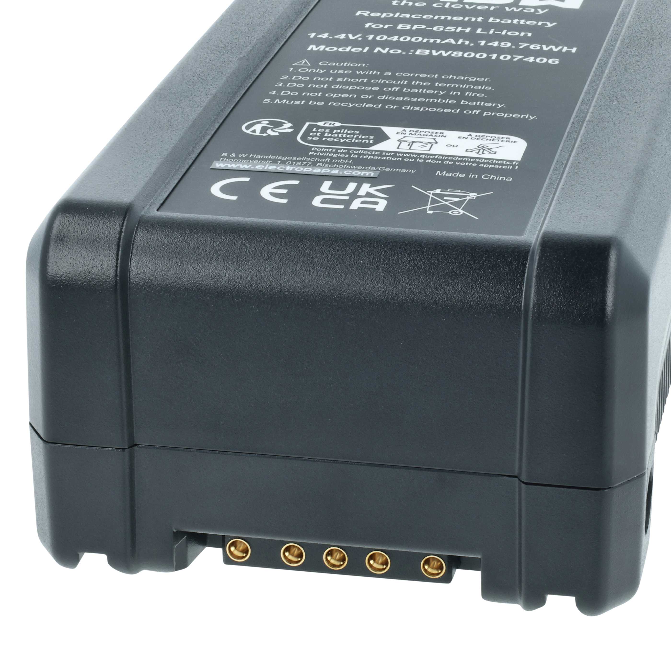 Videocamera Battery replaces Sony BP-150w, BP-150WS, BP-190S, BP-190WS, BP-230W - 10400 mAh 14.8 V Li-Ion