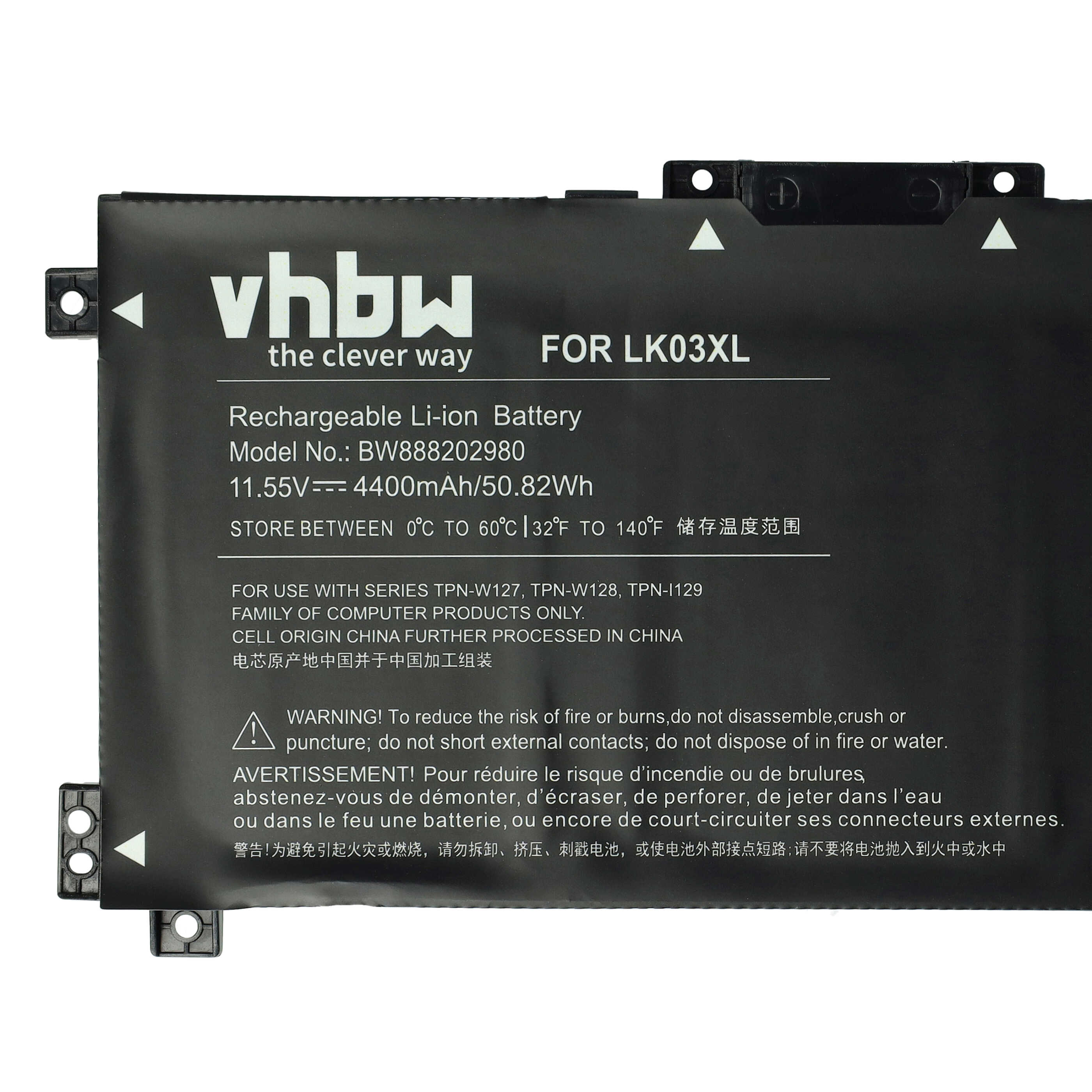 Notebook Battery Replacement for HP 916368-541, 916368-421, 916814-855 - 4400 mAh 11.55 V Li-polymer