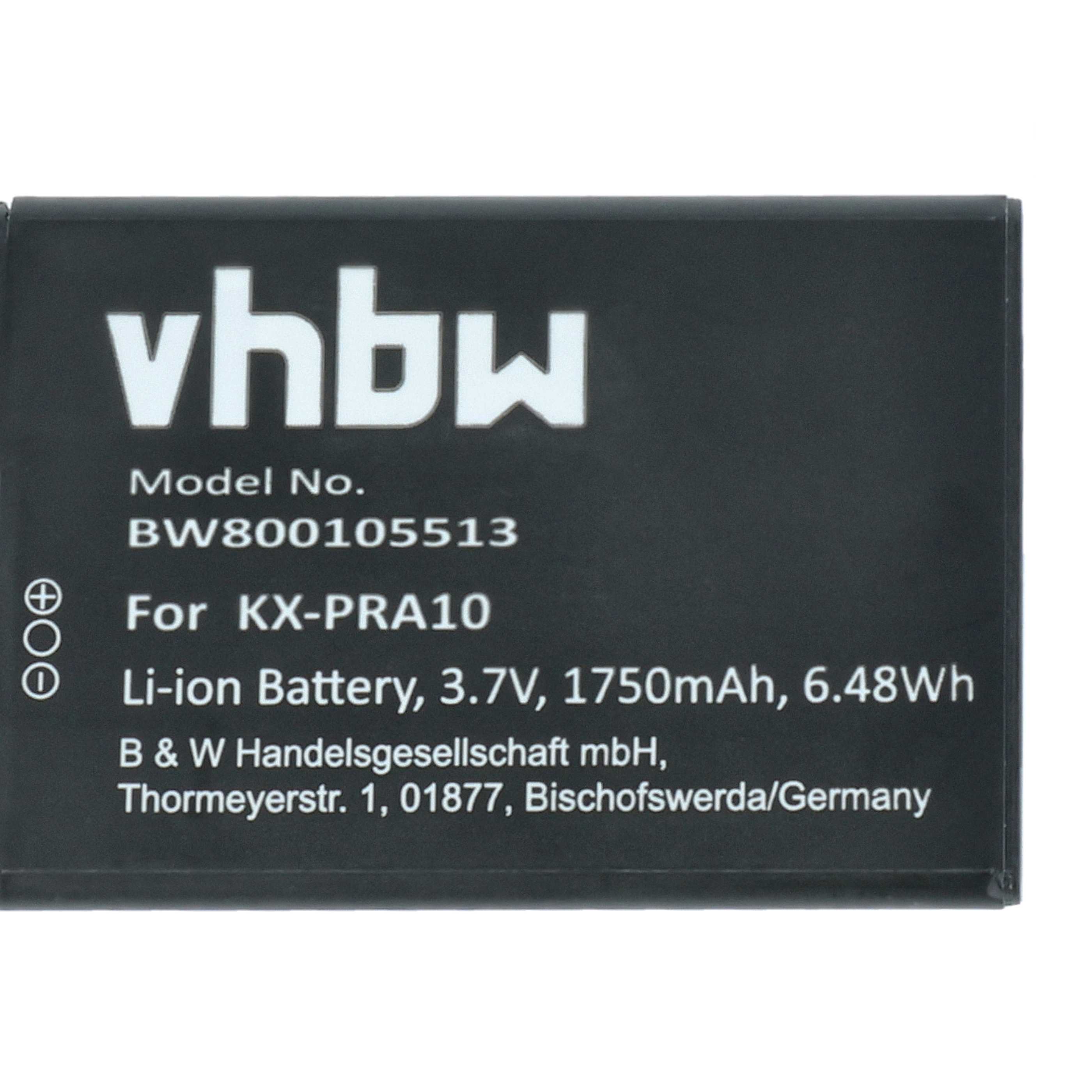 Batterie remplace Panasonic KX-PRA10EX, KX-PRA10 pour téléphone Panasonic - 1750mAh 3,7V Li-ion