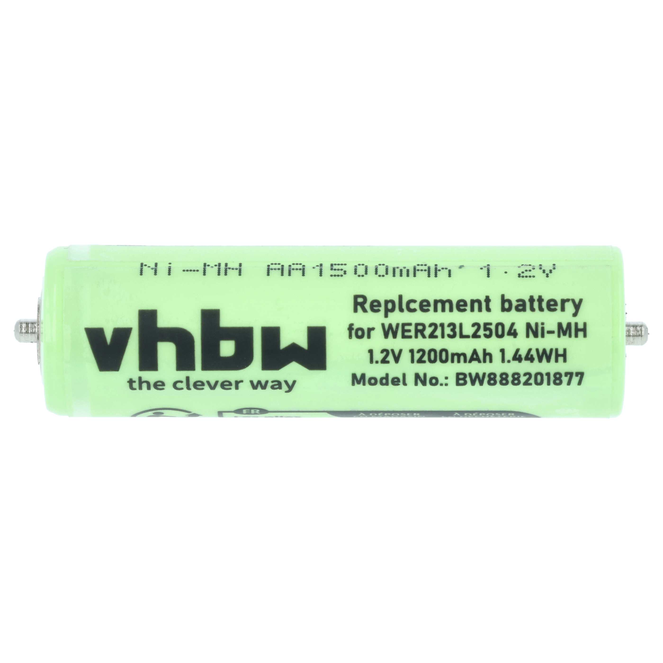 2x Batteries remplace Panasonic WER213L2504, WER2061L2508 pour rasoir électrique Panasonic - 1200mAh 1,2V NiMH