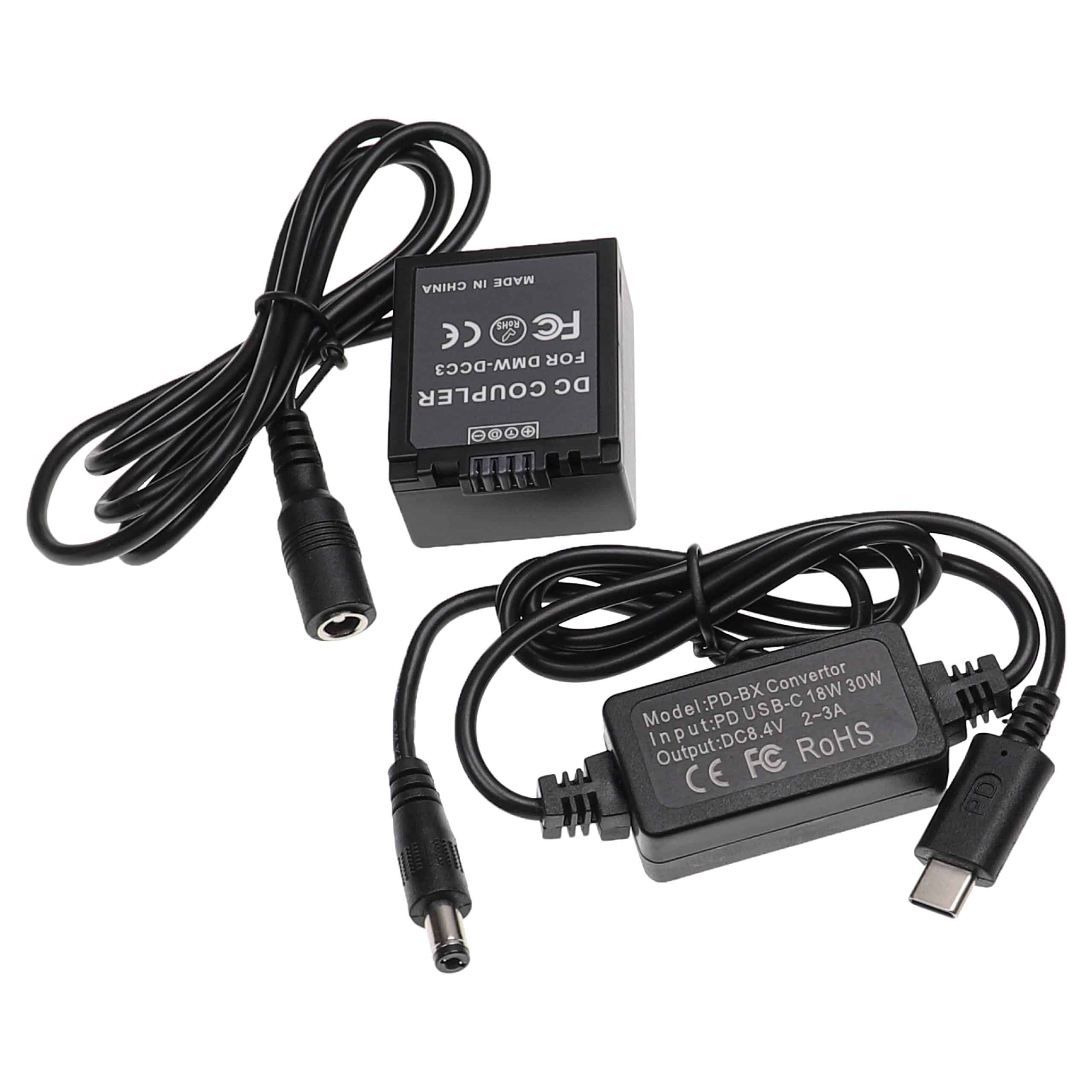 USB Power Supply replaces DMW-AC8 for Camera + DC Coupler as Panasonic DMW-DCC3 - 2 m, 8.4 V 3.0 A