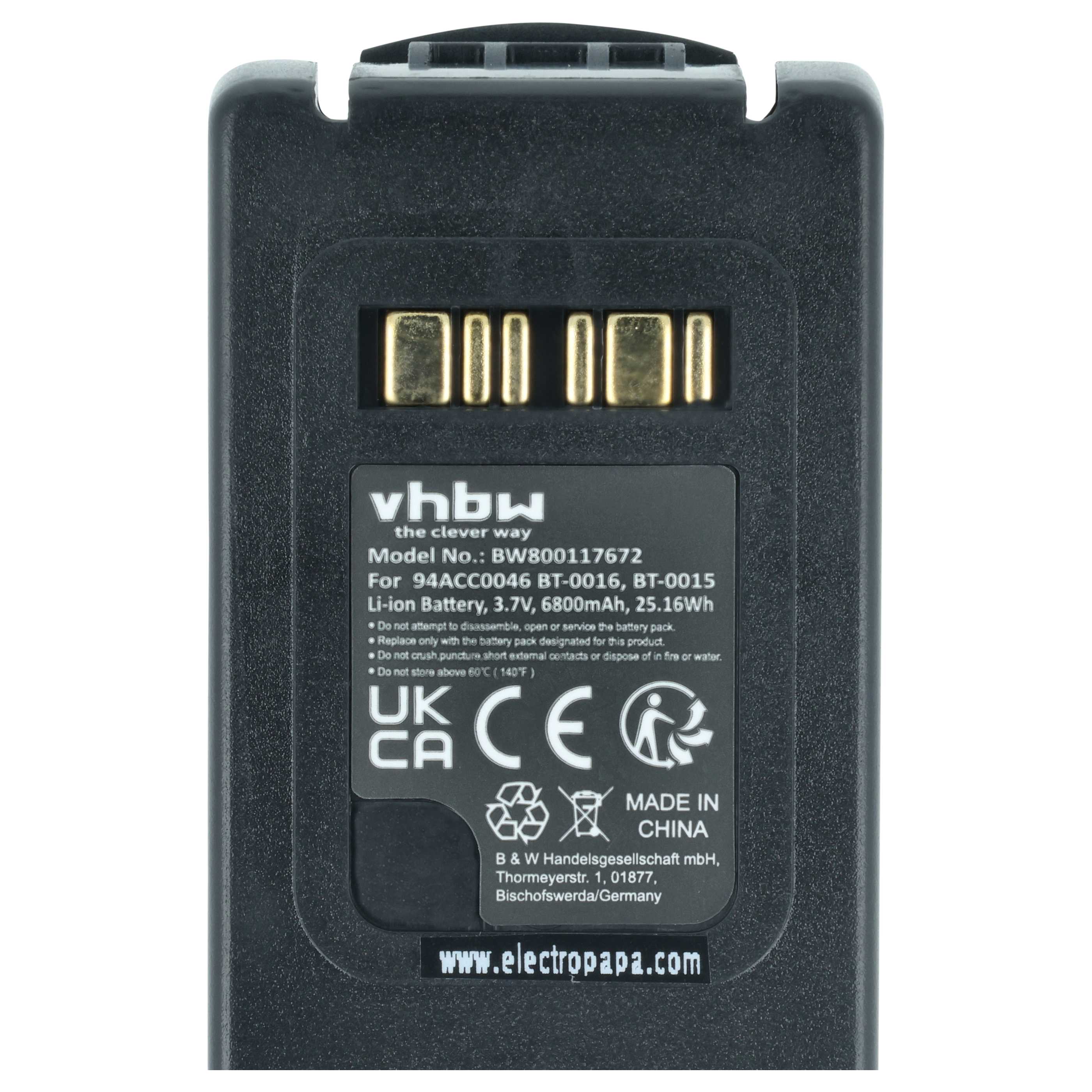 2x Batteria sostituisce Datalogic 94ACC0048, 94ACC0046 per barcode scanner Datalogic - 6800mAh 3,7V Li-Ion