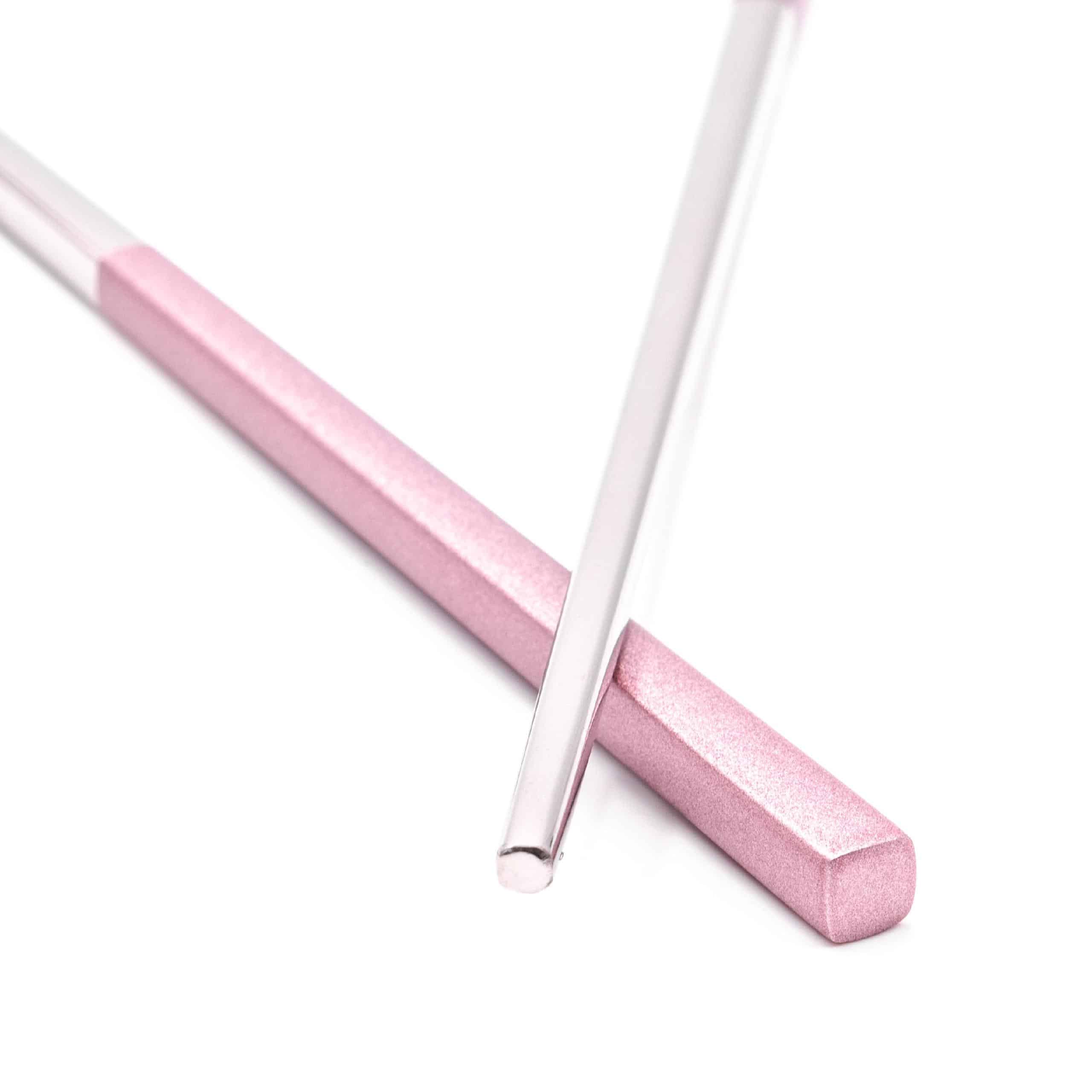 Chopstick Set (1 Pair) - Stainless Steel, pink, silver, 23 cm long, Reusable