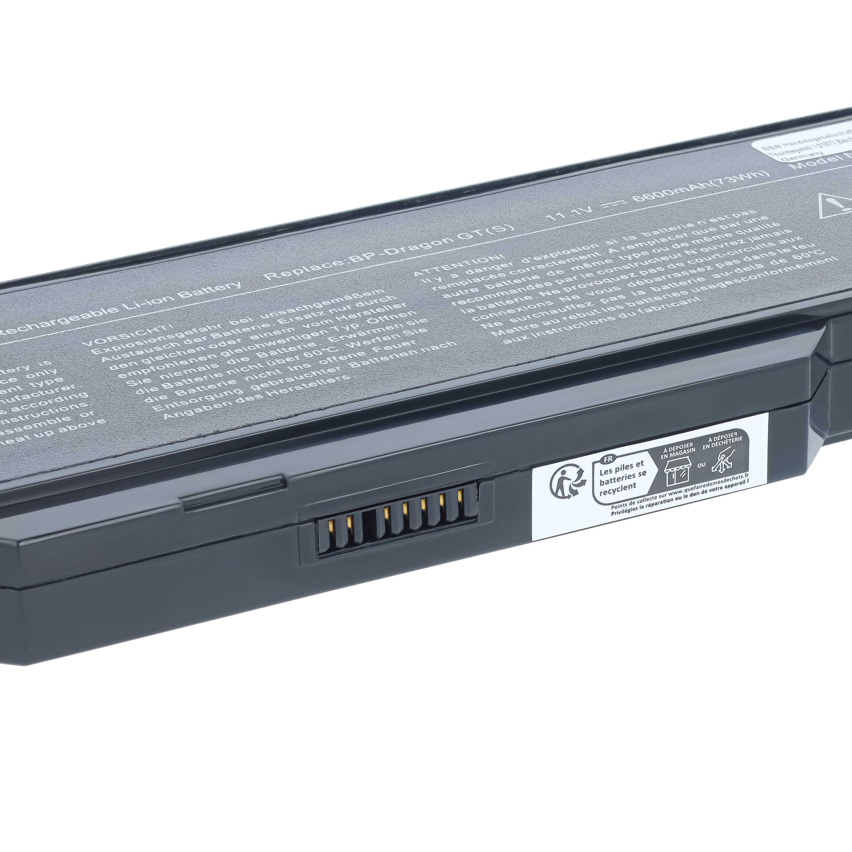 Notebook-Akku als Ersatz für 40019327, 40020374, 441807800002 für Mitac - 6600mAh 11,1V Li-Ion, schwarz