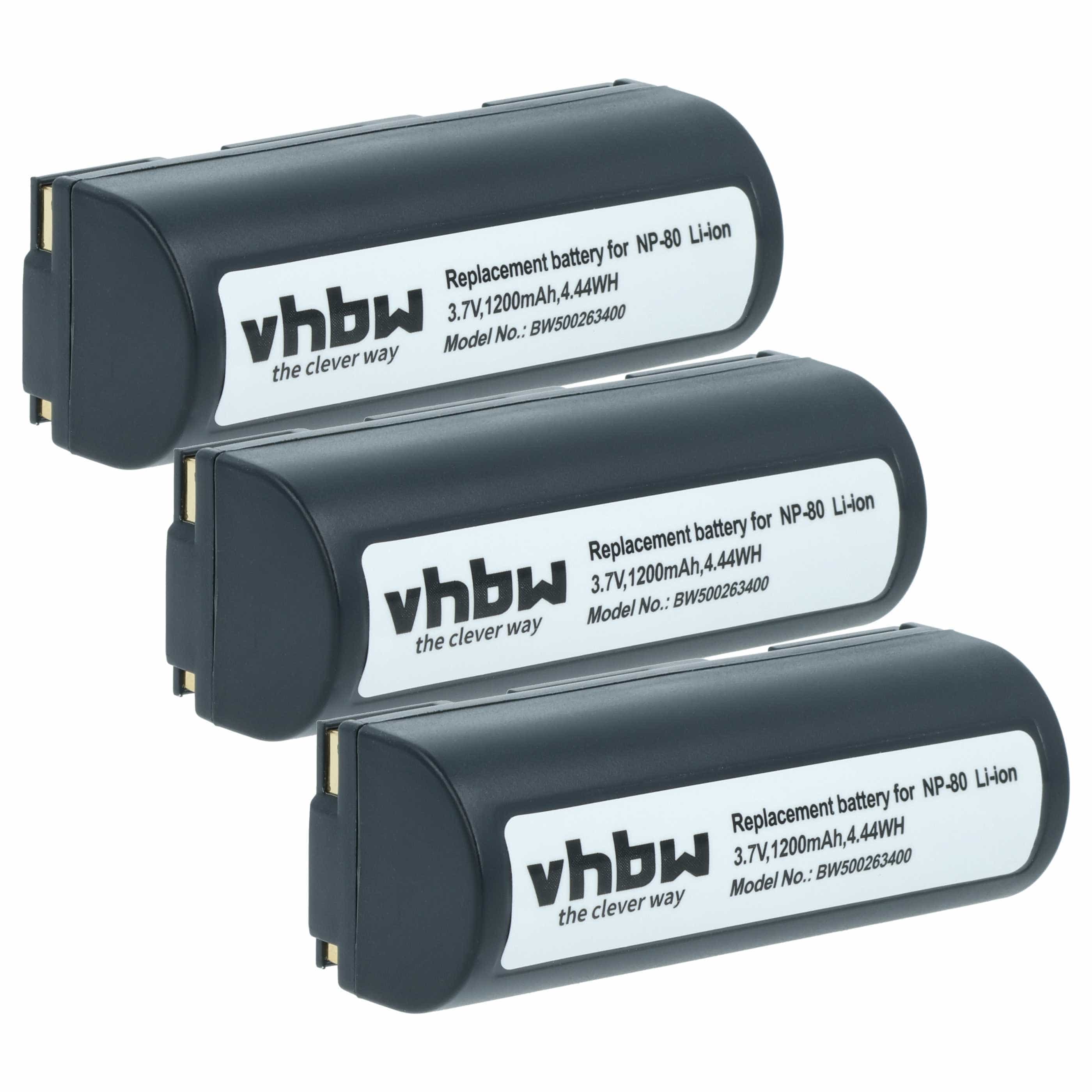 3x Battery replaces Epson EU95 - 1200mAh, 3.7V, Li-Ion