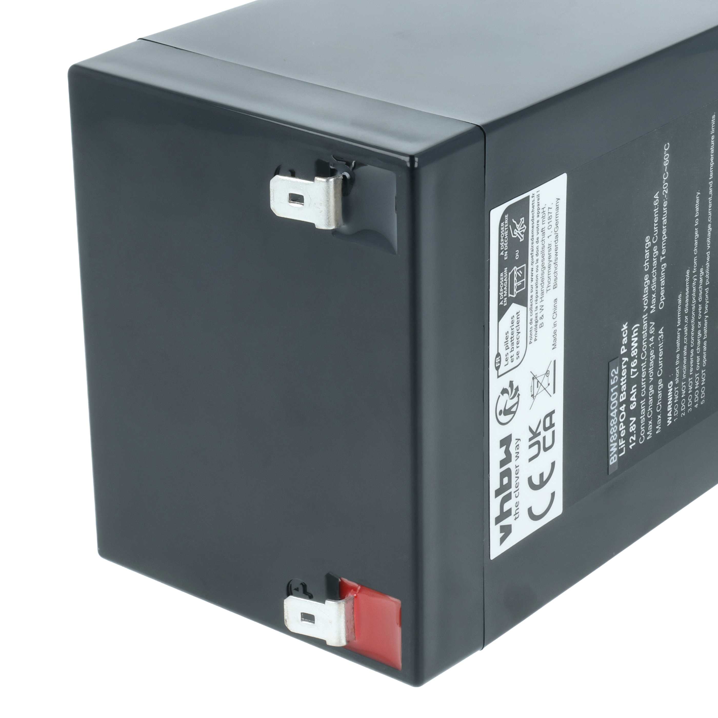 2x Batteria sostituisce APC RBC44, RBC43, RBC140 per altoparlanti - 6Ah 12,8V LiFePO4