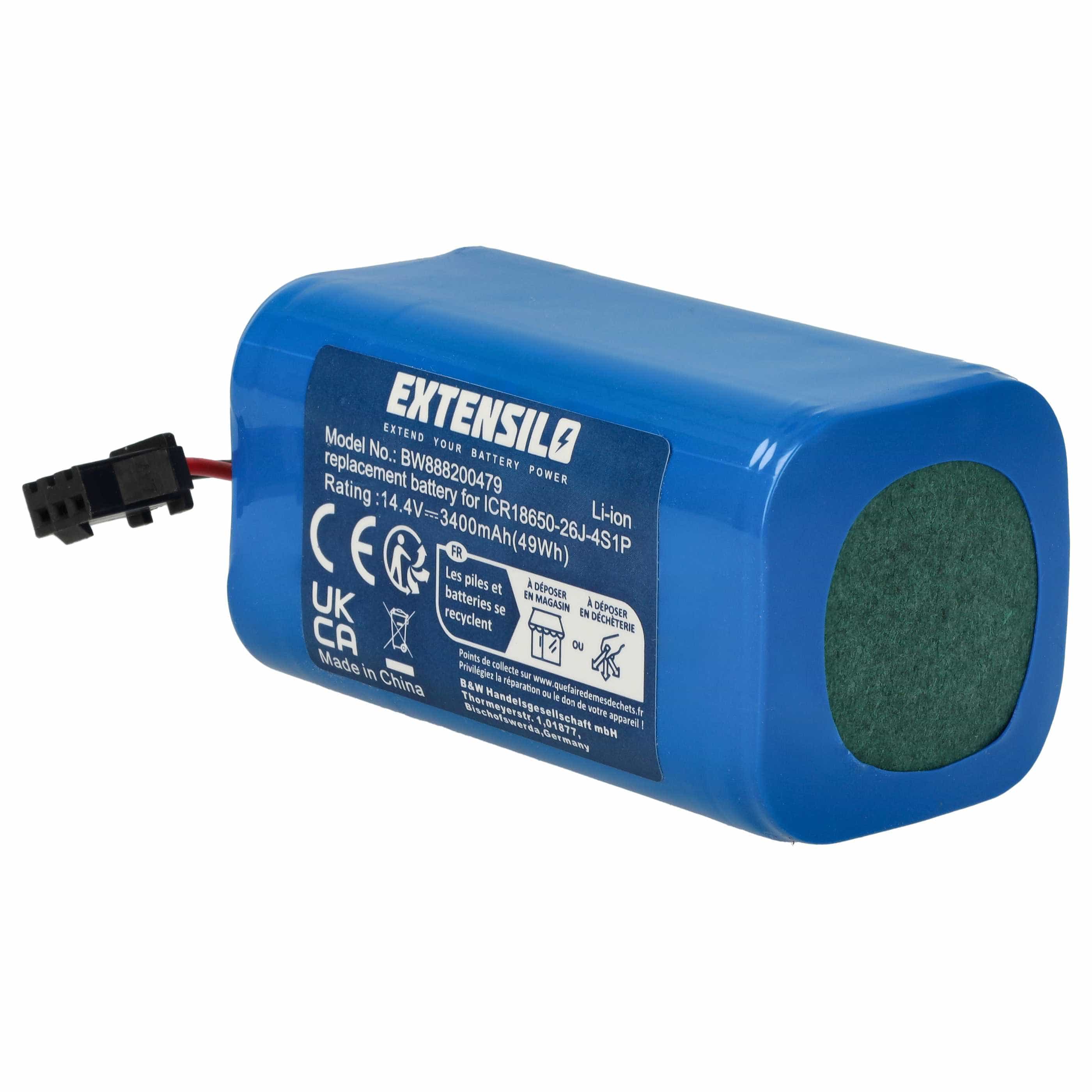 Battery replaces Cecotec CONG1002 for Eufy etc. 3400mAh, 14.4V, Li-Ion