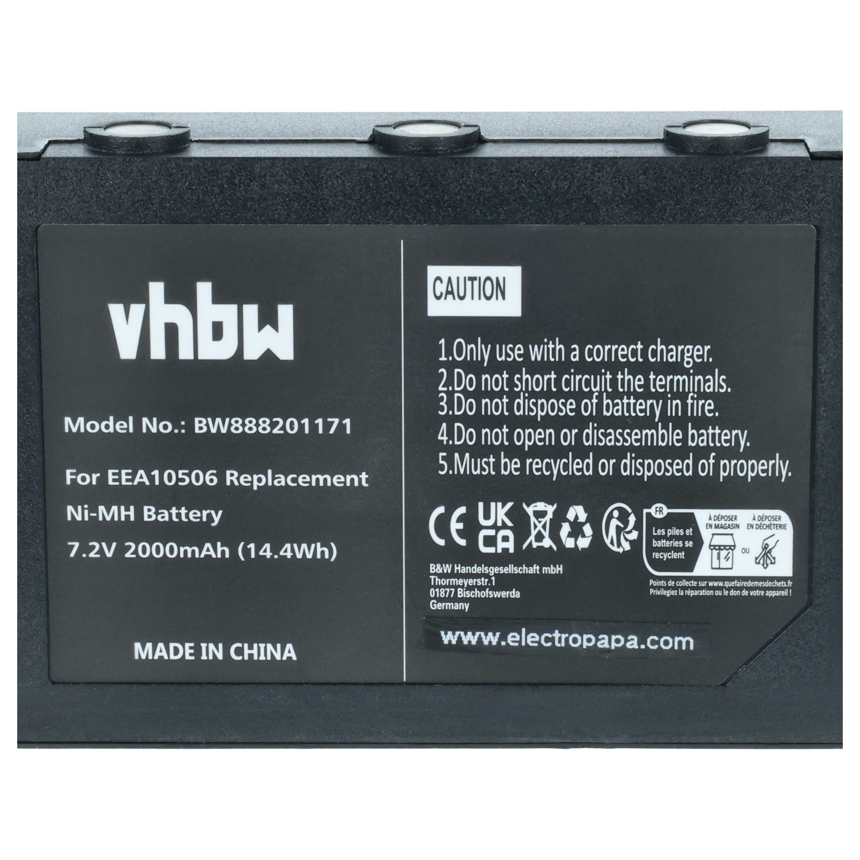Batería reemplaza Palfinger EEA10508, EEA10506 sistema control - 2000mAh 7,2V NiMH