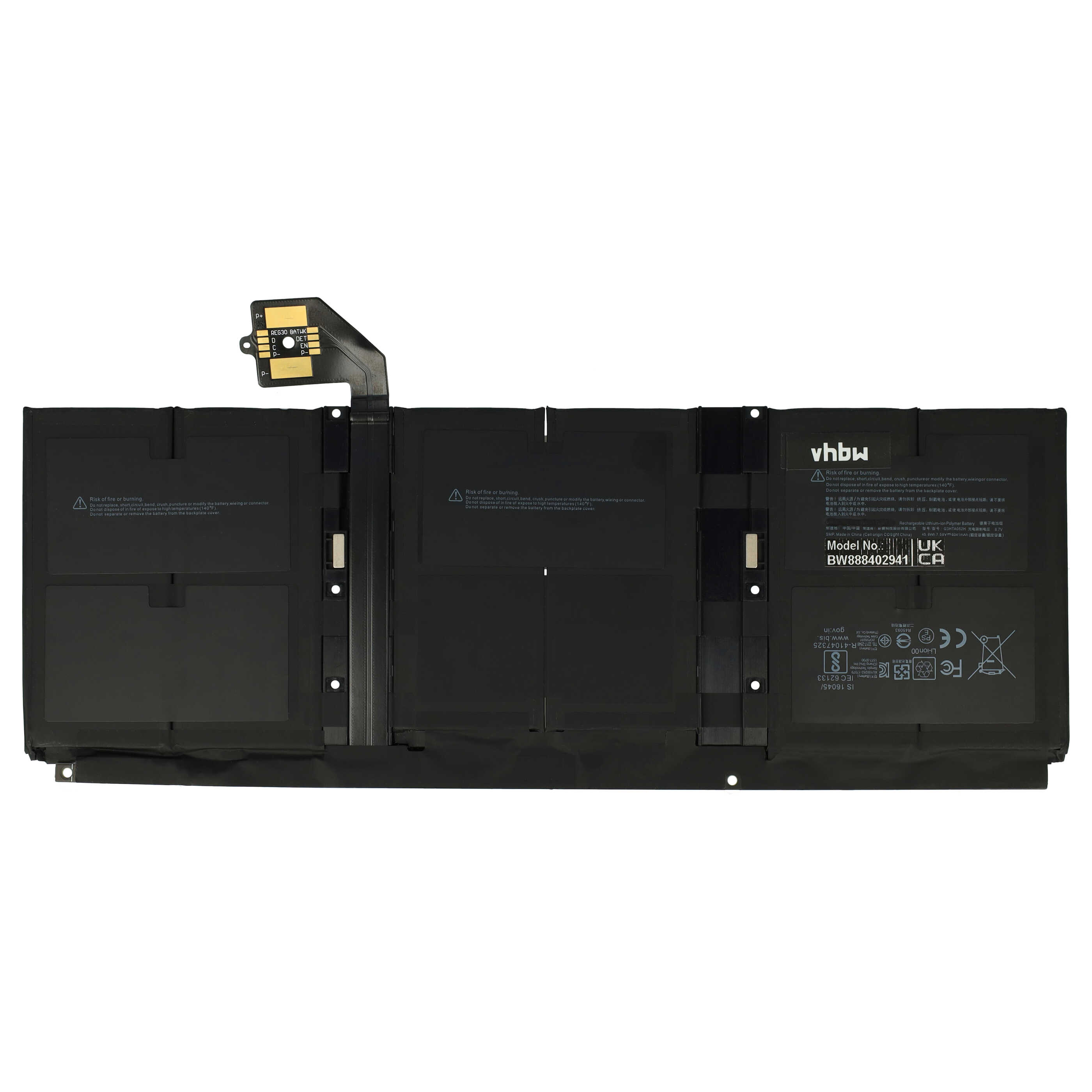 Batterie remplace Microsoft G3HTA052H pour ordinateur portable Microsoft- 6041mAh 7,58V Li-polymère