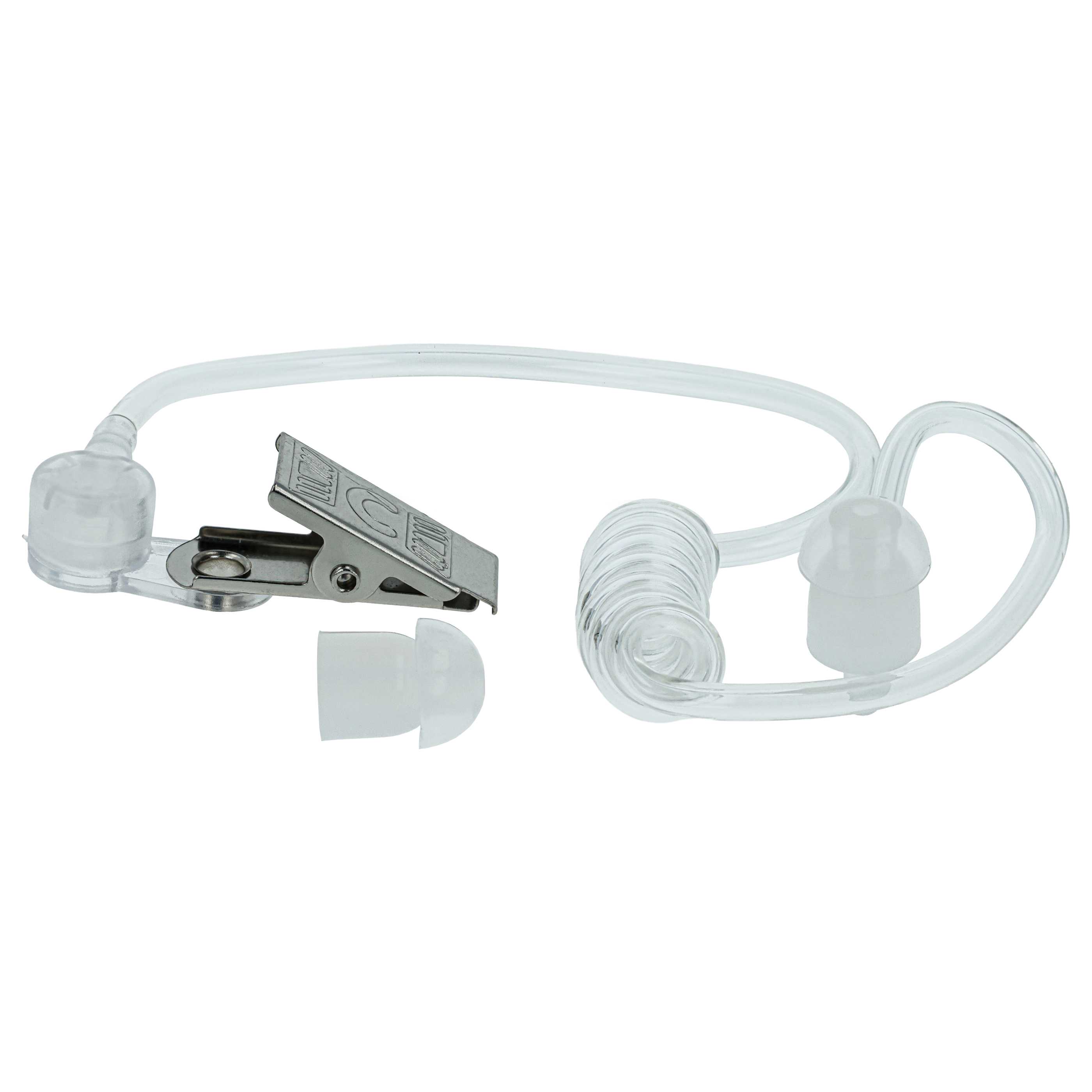 Schallschlauch passend für Motorola FTN6707 Headset - Mit Ohrolive, Adapter + Clip, transparent, weiß