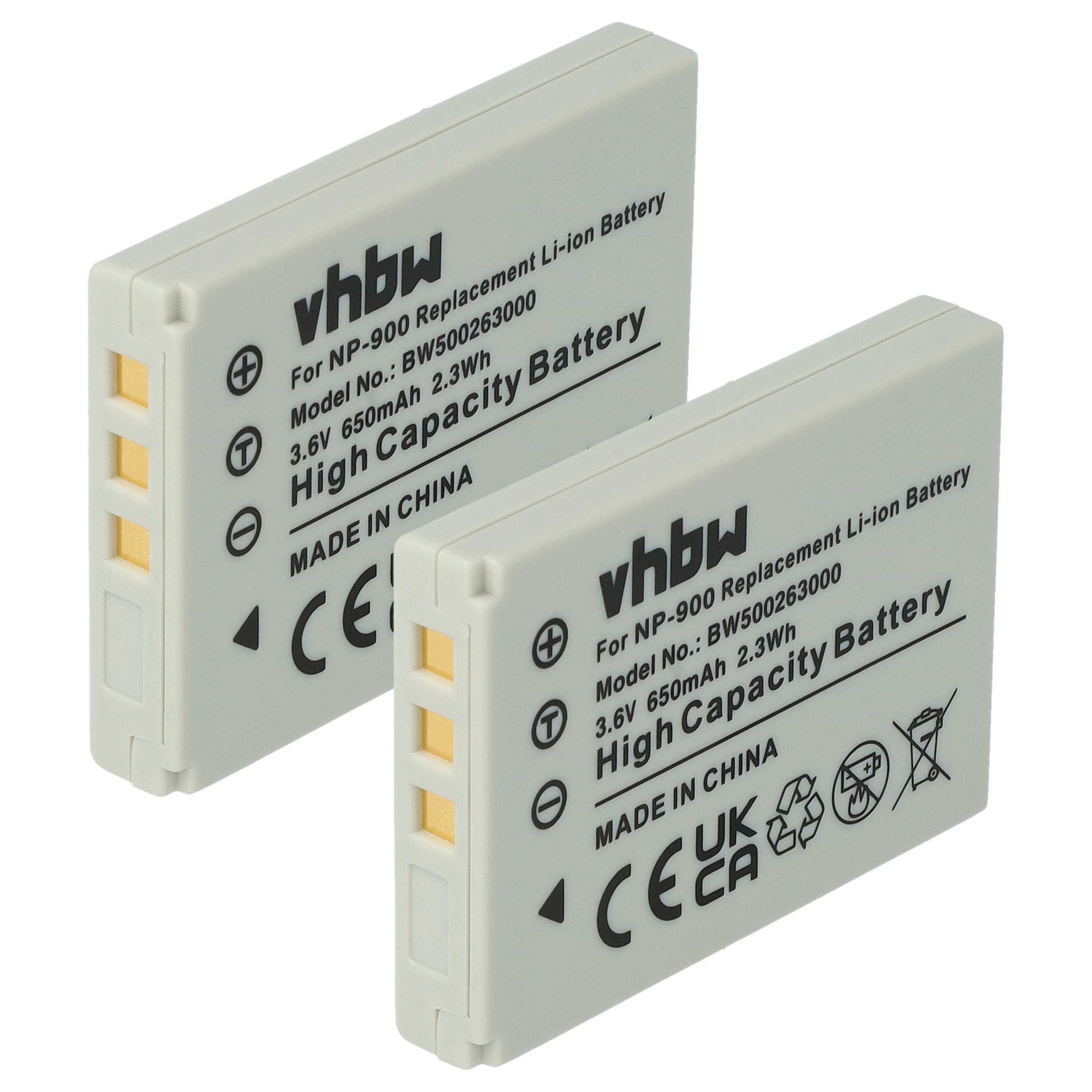 2x Battery replaces Avant BATS4 - 650mAh, 3.6V, Li-Ion