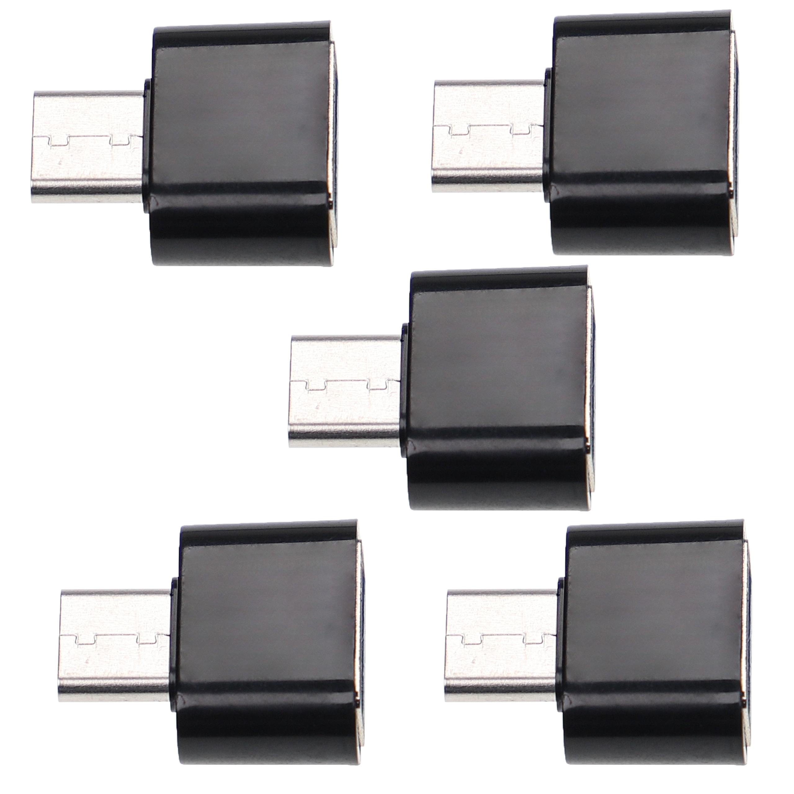 vhbw 5x Adapter USB Typ C (m) auf USB 3.0 (w) Smartphone, Tablet, Notebook - Schwarz