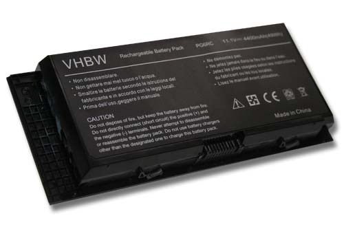 Notebook Battery Replacement for Dell 0JHYP2, 0FVWT4, 0R7PND, 0PG6RC, 0RY6WH - 4400mAh 11.1V Li-Ion, black