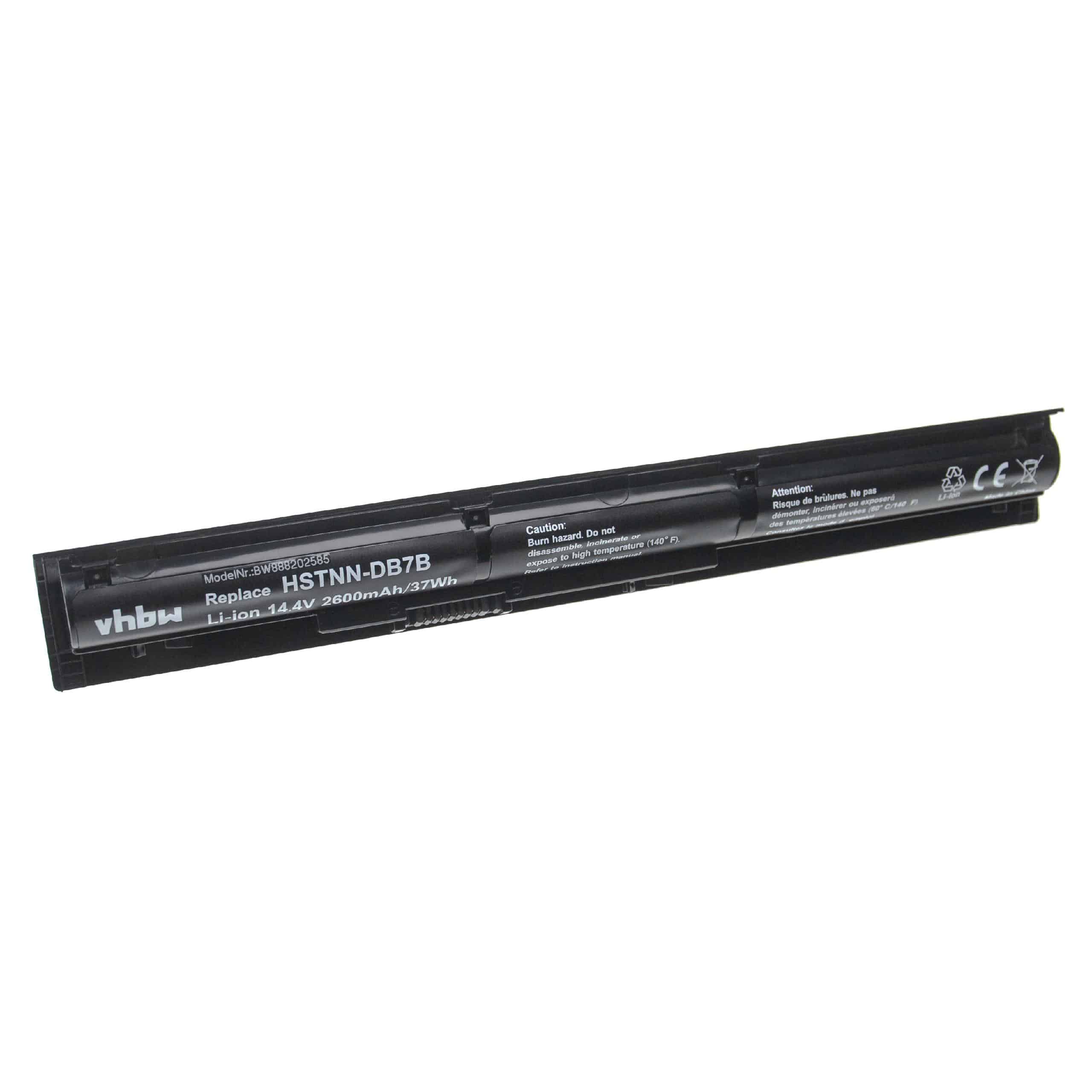 Notebook-Akku als Ersatz für HP 811063-421, 805294-001, HSTNN-DB7B, 811346-001 - 2600mAh 14,4V Li-Ion, schwarz