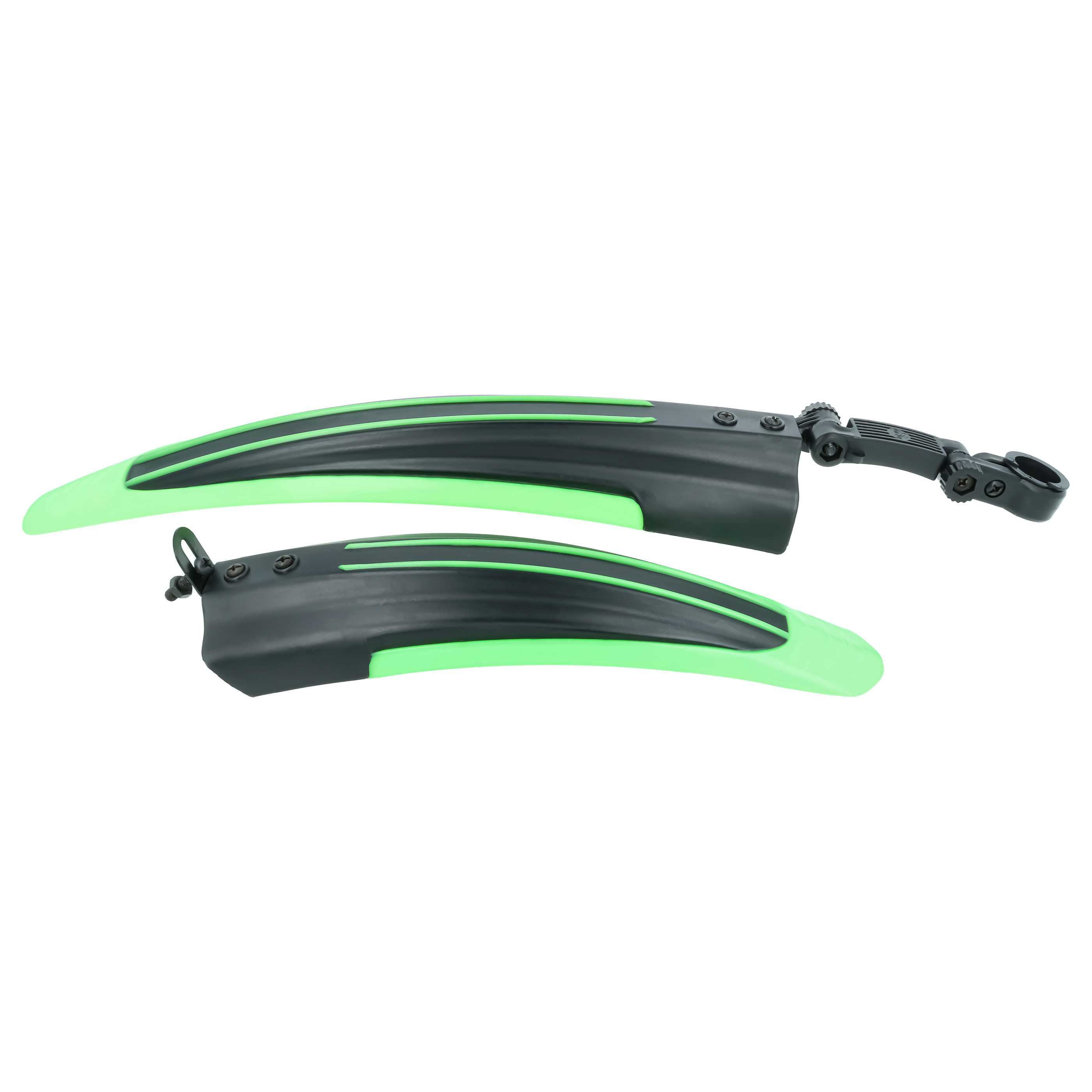 2x Parafango per ruota anteriore e ruota posteriore per mountain bike con pneumatici da 24/26 - nero / verde