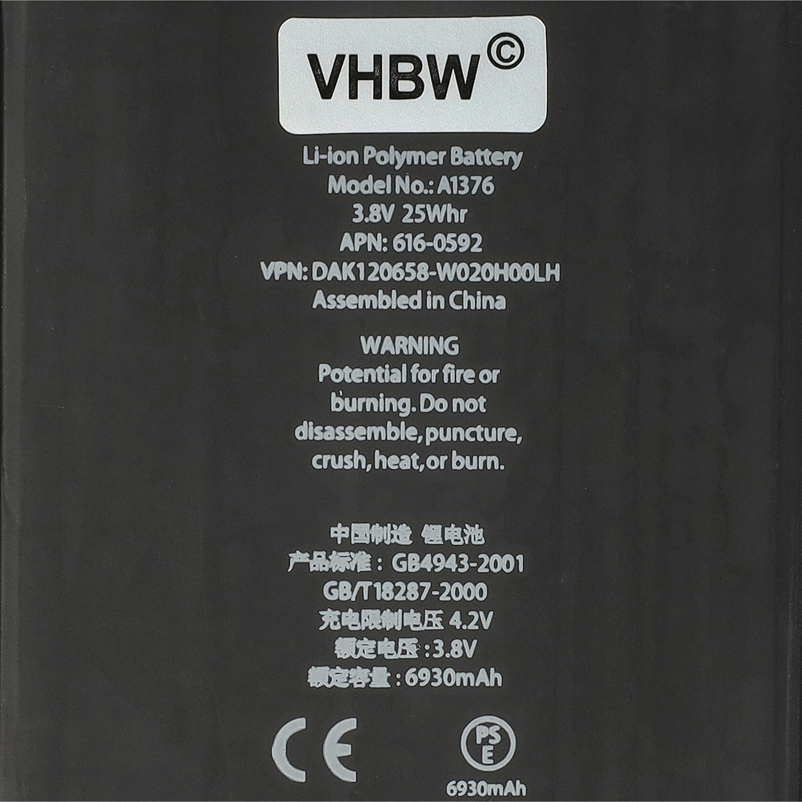 Akumulator zamiennik Apple 616-0572, 616-0561, 616-0559 - 6500 mAh 3,7 V LiPo
