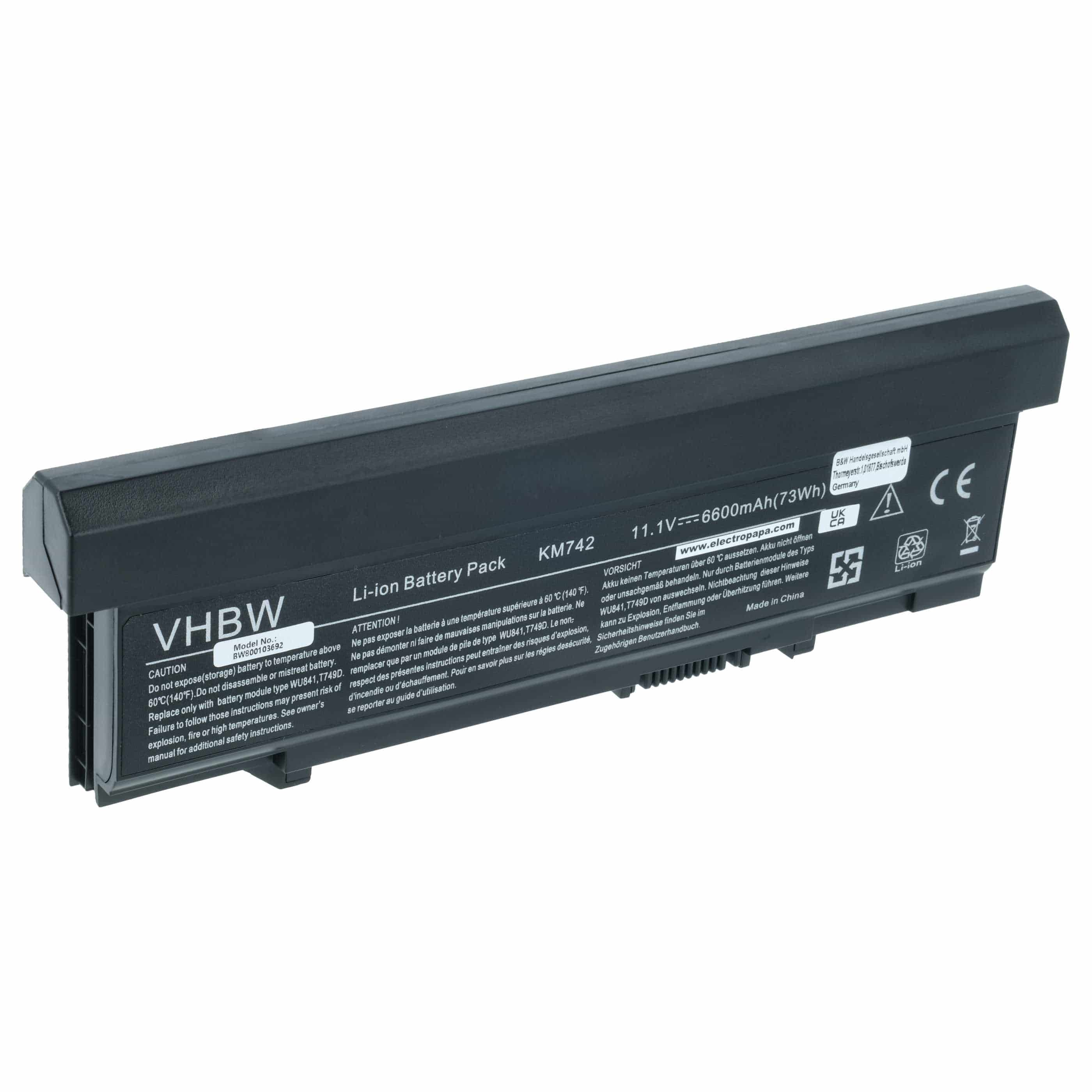 Akumulator do laptopa zamiennik Dell KM668, 312-0762, 312-0769, 451-10616 - 6600 mAh 11,1 V Li-Ion, czarny