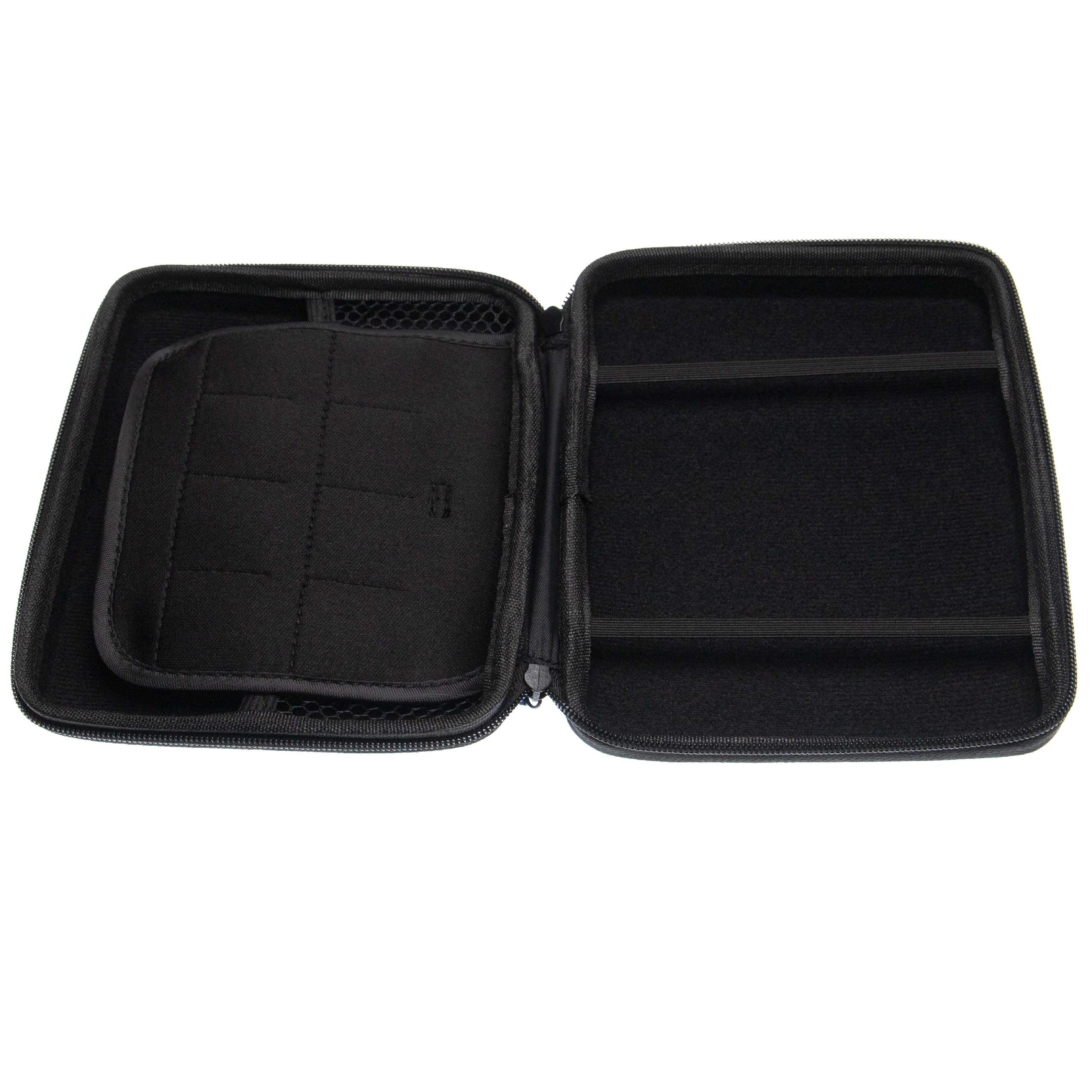 vhbw Bolsa consola de juegos -funda protectora, bolsa de transporte + correa con mosquetón, negro, azul