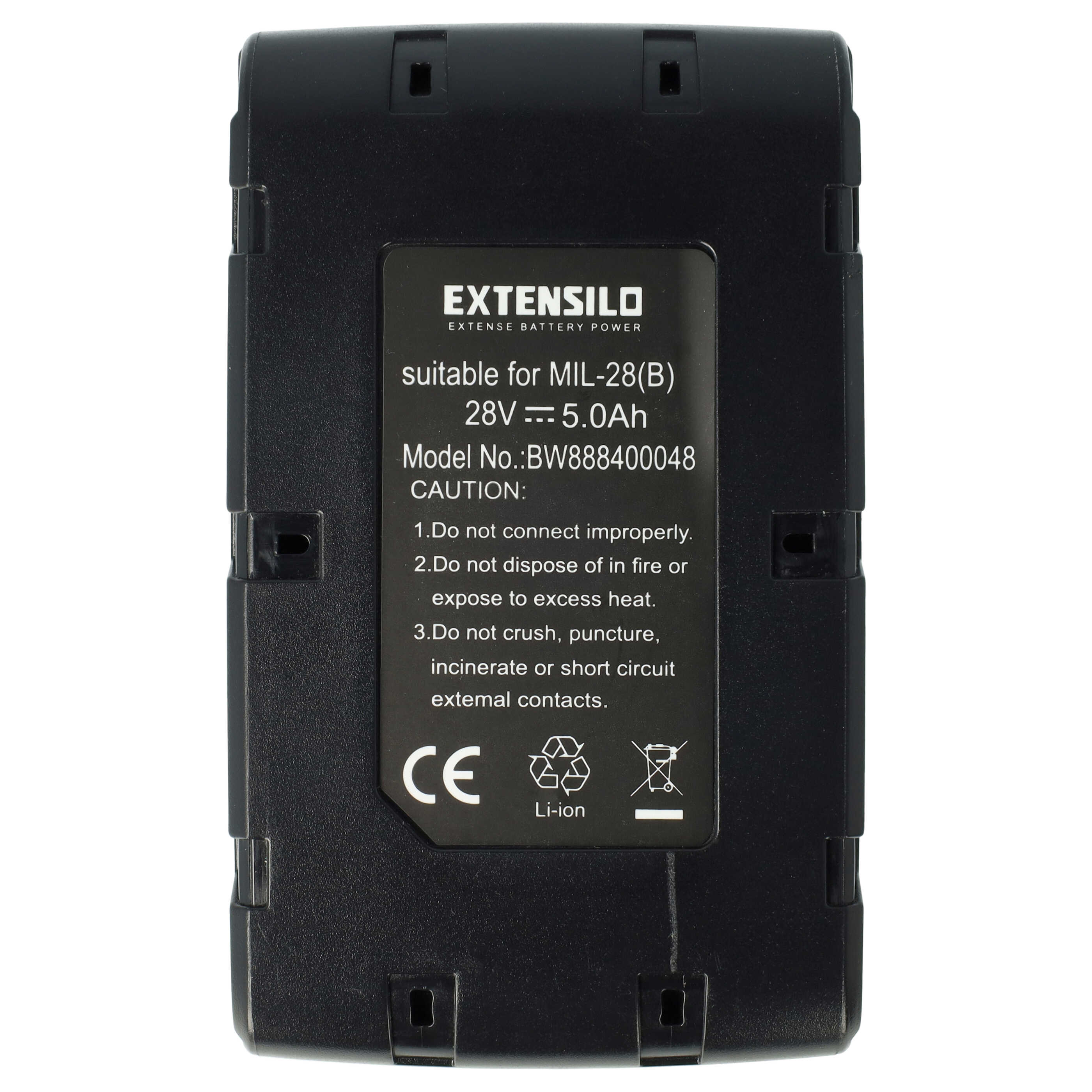Batería reemplaza AEG / Milwaukee 48-11-1830, 48-11-2850, 48-11-2830 para herramienta - 5000 mAh, 28 V, Li-Ion