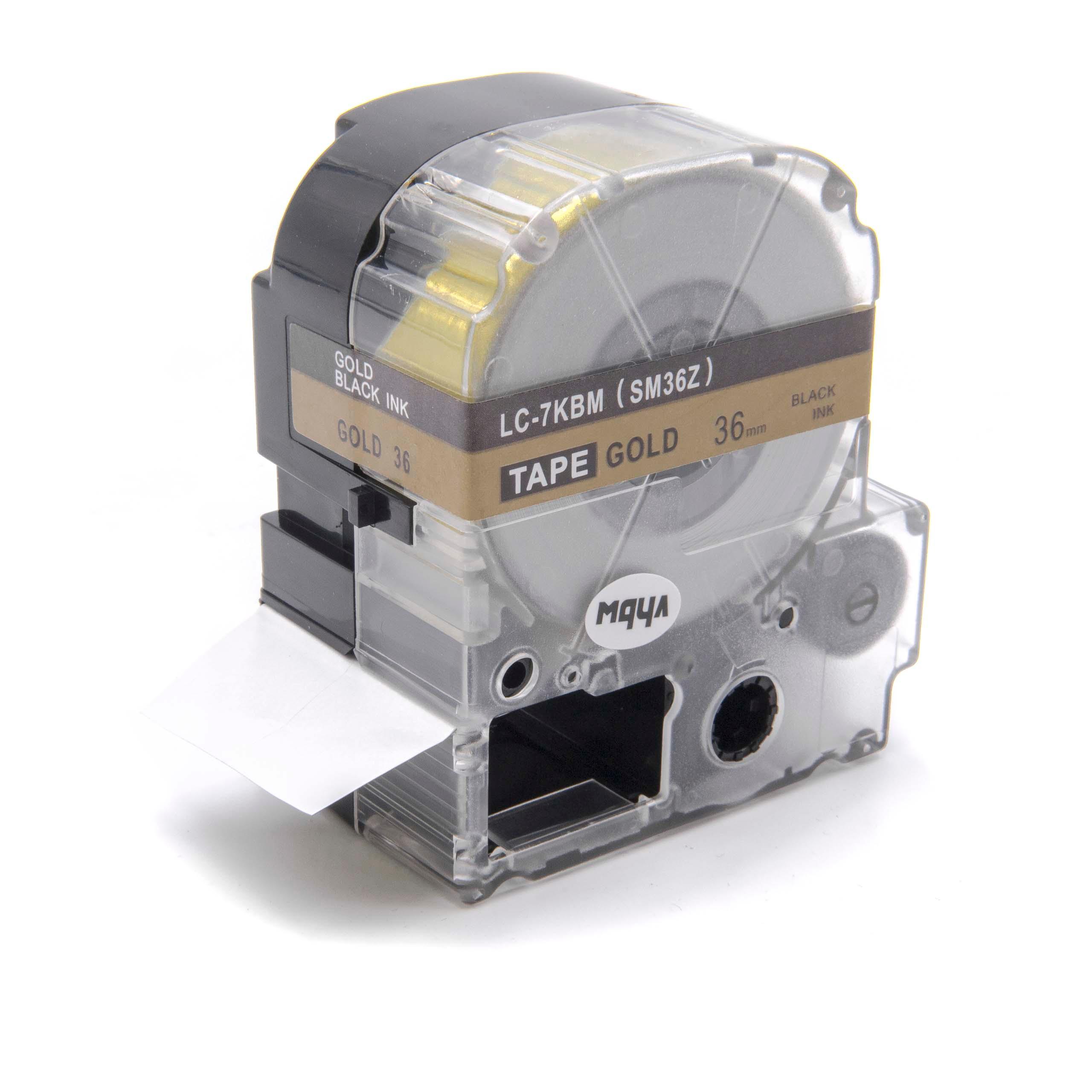 Cassette à ruban remplace Epson LC-7KBM - 36mm lettrage Noir ruban Or