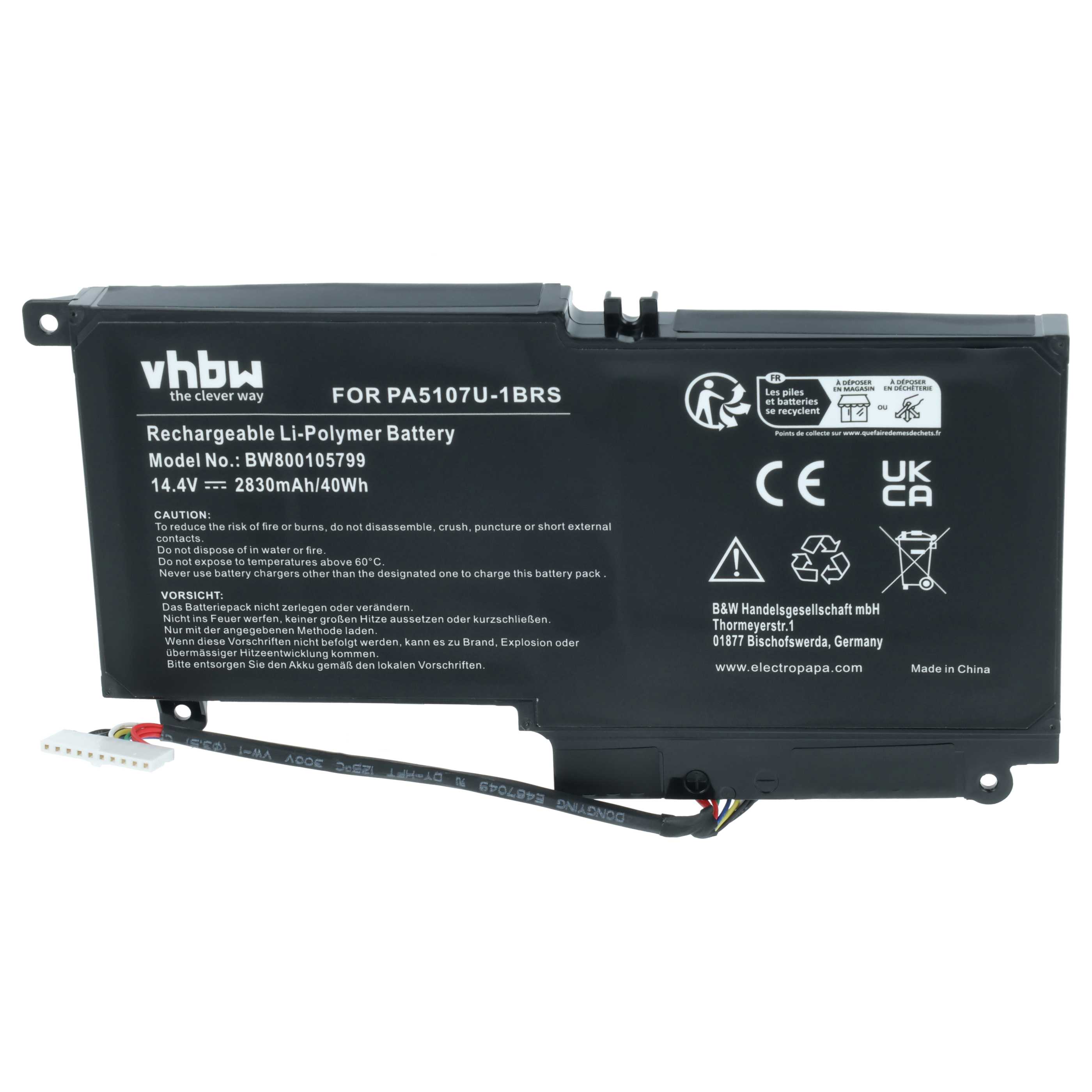 Akumulator do laptopa zamiennik Toshiba 7D013201M, 7D227747S, 4ICP9/39/65-1 - 2830 mAh 14,4 V Li-Ion