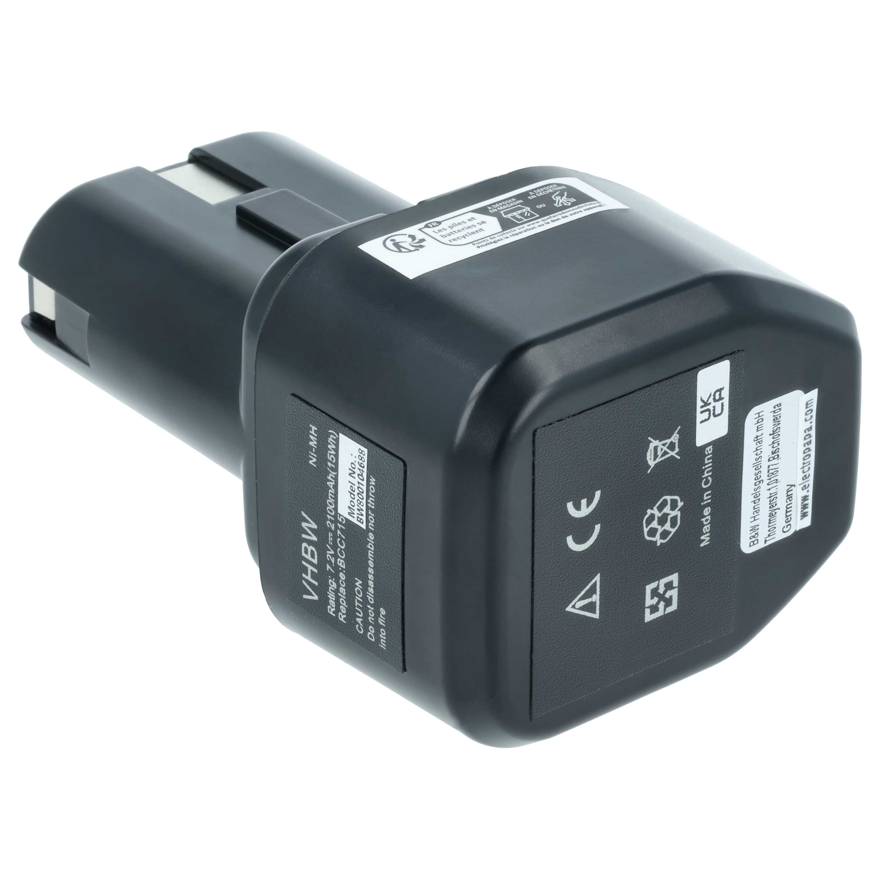 Battery replaces Hitachi EB712S, 325292, EB714S Electric Power Tool - 2100 mAh, 7.2 V, NiMH