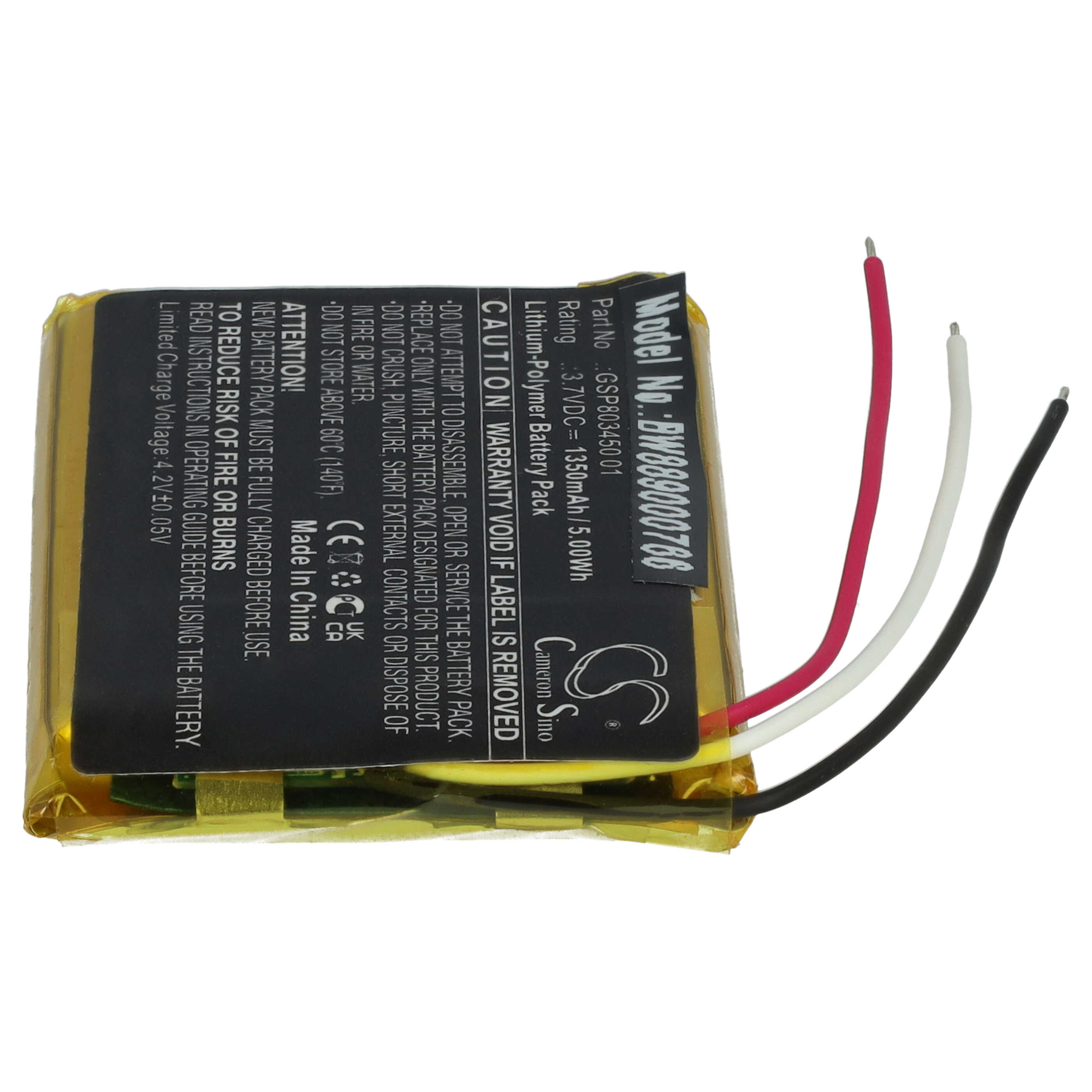 Charging Station Battery replaces JBL GSP803450 01 - 1350 mAh 3.7 V Li-polymer