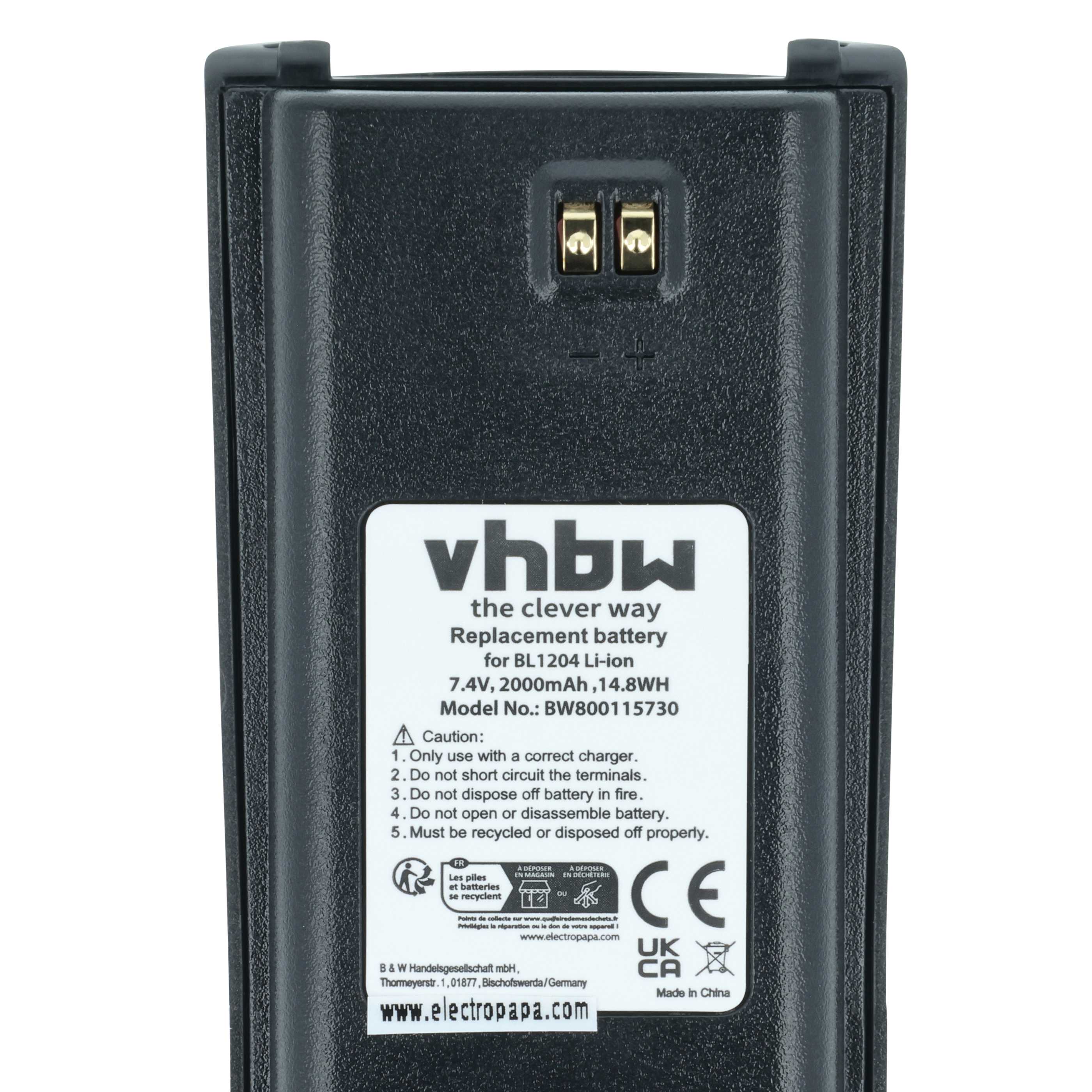 Radio 2x Battery replaces Hyt / Hytera BL2001, BL1204 - 2000 mAh 7.4 V Li-Ion
