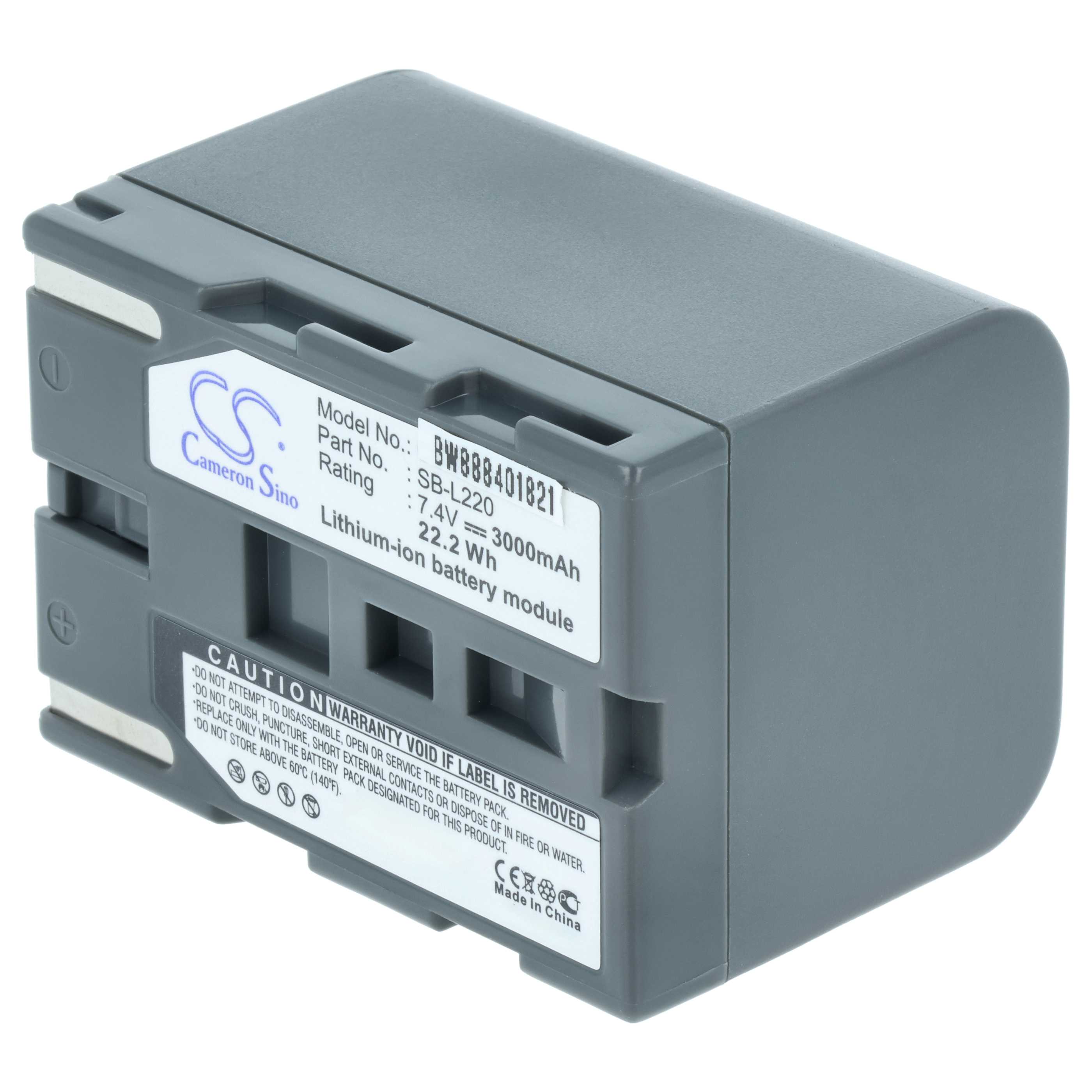 2x Battery replaces Samsung SB-L70R, SB-L70A, SB-L70, SB-LS70AB, SB-L220, SB-L110 - 3000mAh, 7.4V, Li-Ion