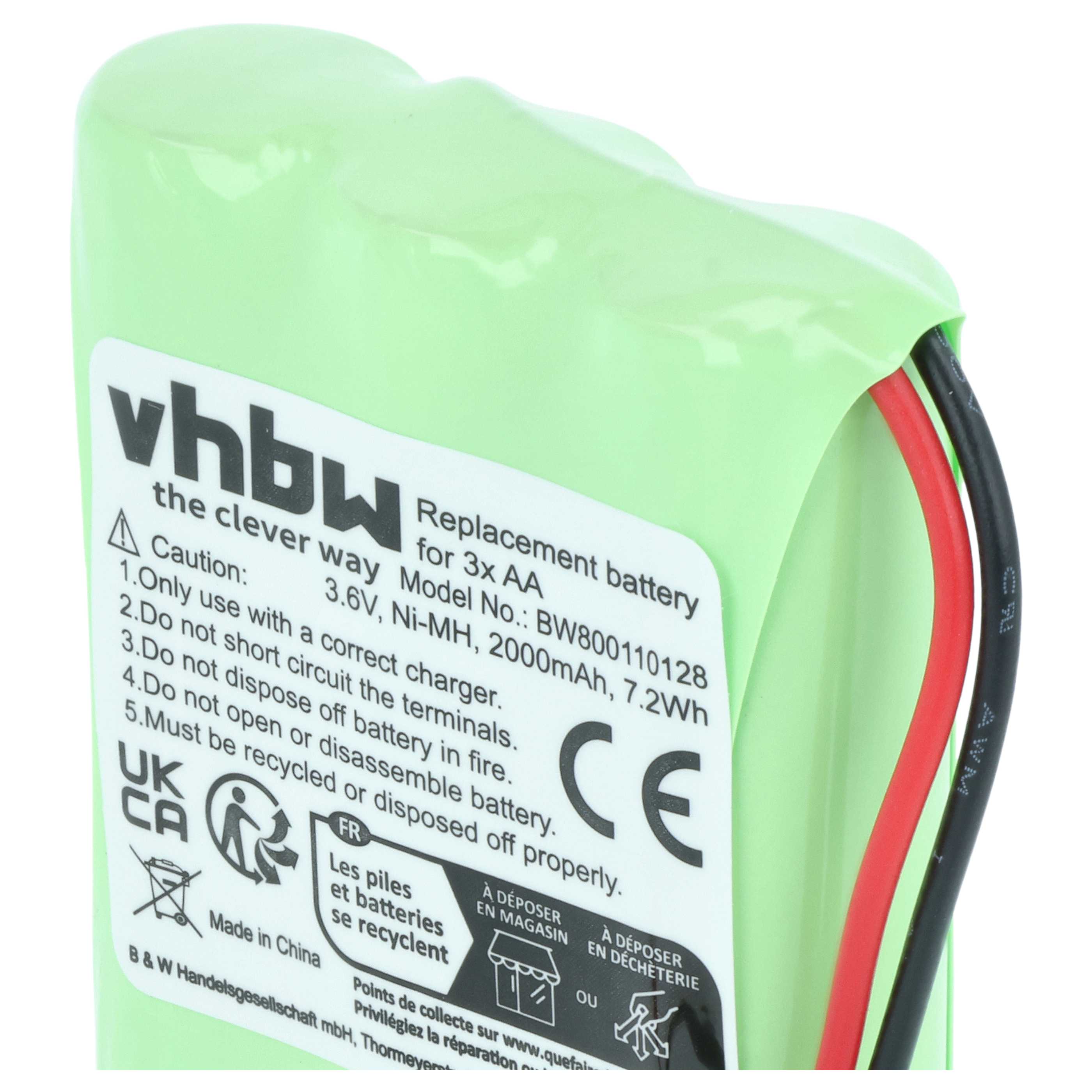 Universal Battery for various Devices - 2000 mAh 3.6 V NiMH Replaces 3x AA Mignon