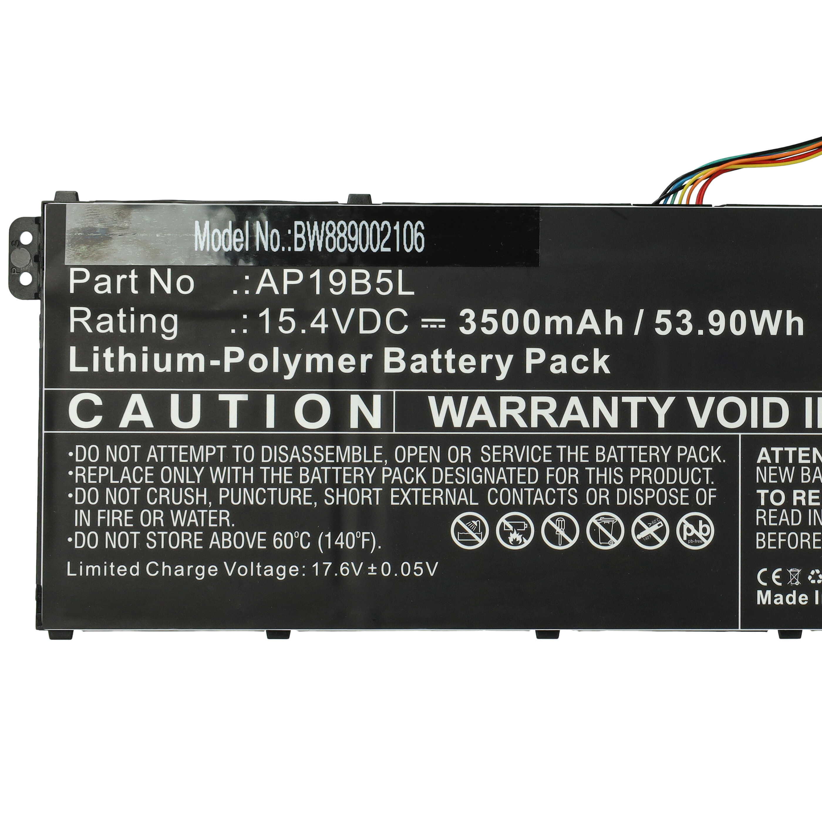 Akumulator do laptopa zamiennik Acer KT00405010, AP19B5L - 3500 mAh 15,4 V LiPo, czarny