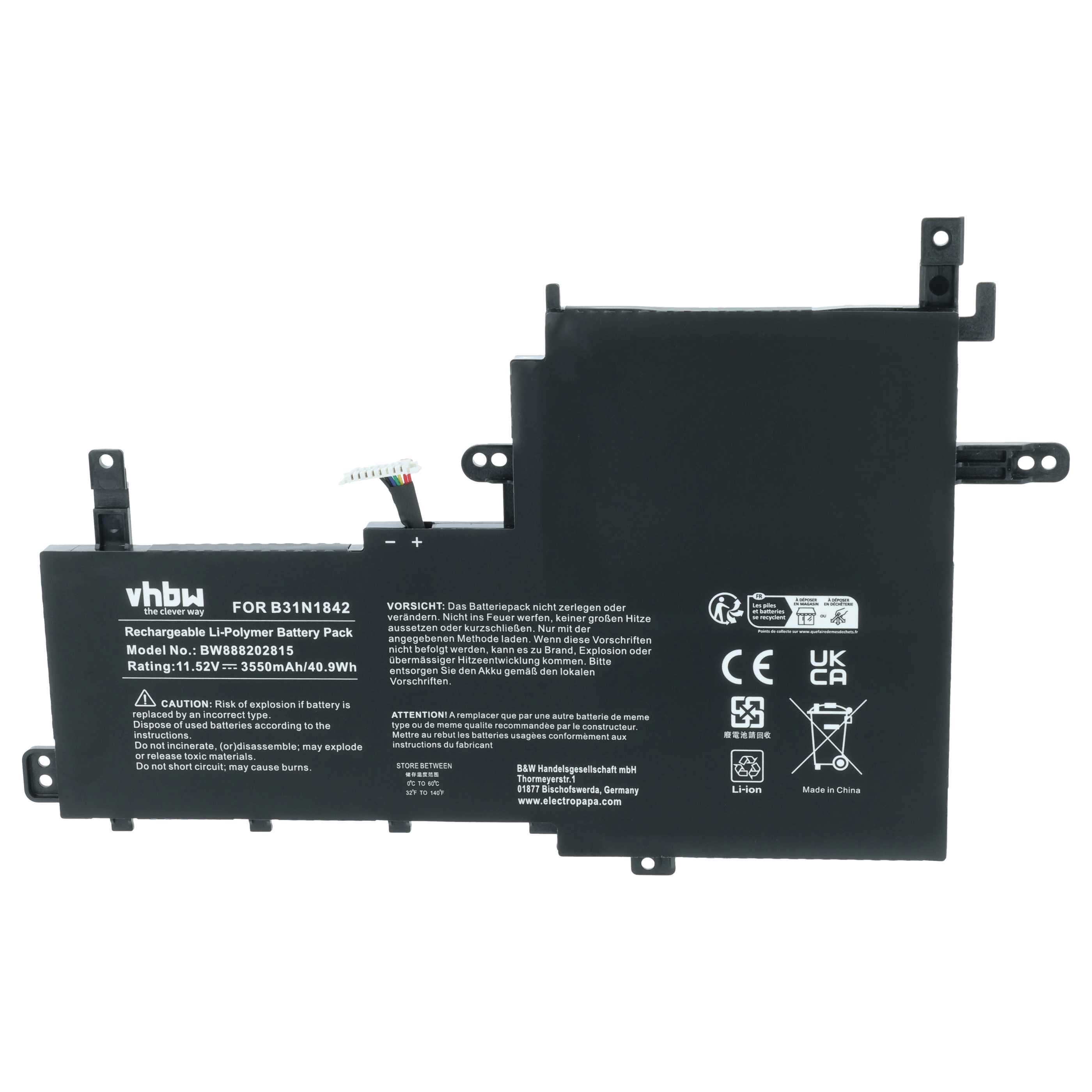 Batteria sostituisce Asus B31N1842, 0B200-03440000 per notebook - 3550mAh 11,52V Li-Poly