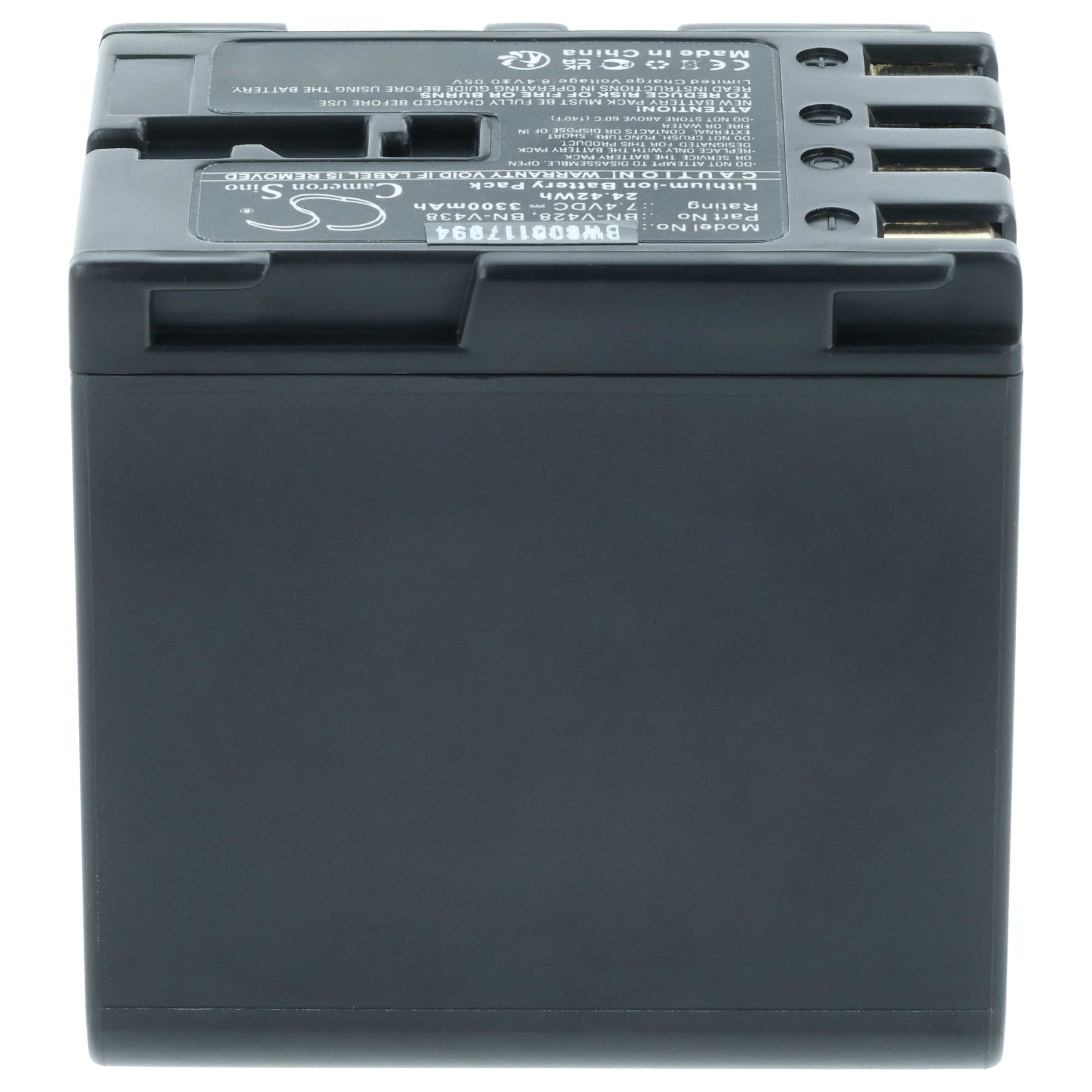 Videocamera Battery replaces JVC BN-V428U, BN-V428, BN-V438U, BN-V438 - 3300 mAh 7.4 V Li-Ion