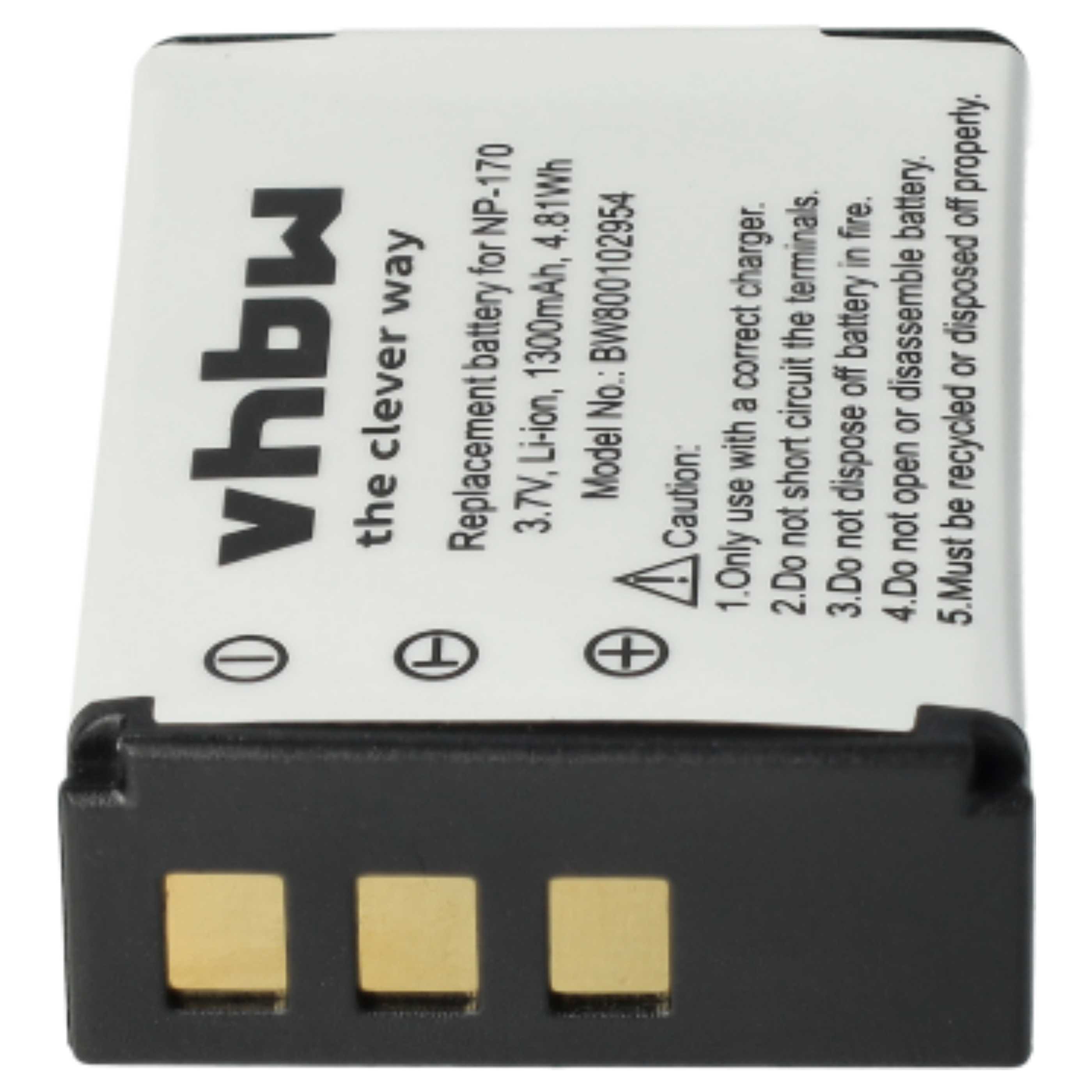 Videocamera 3x Battery replaces Aiptek 084-07042L-062 - 1300 mAh 3.7 V Li-Ion