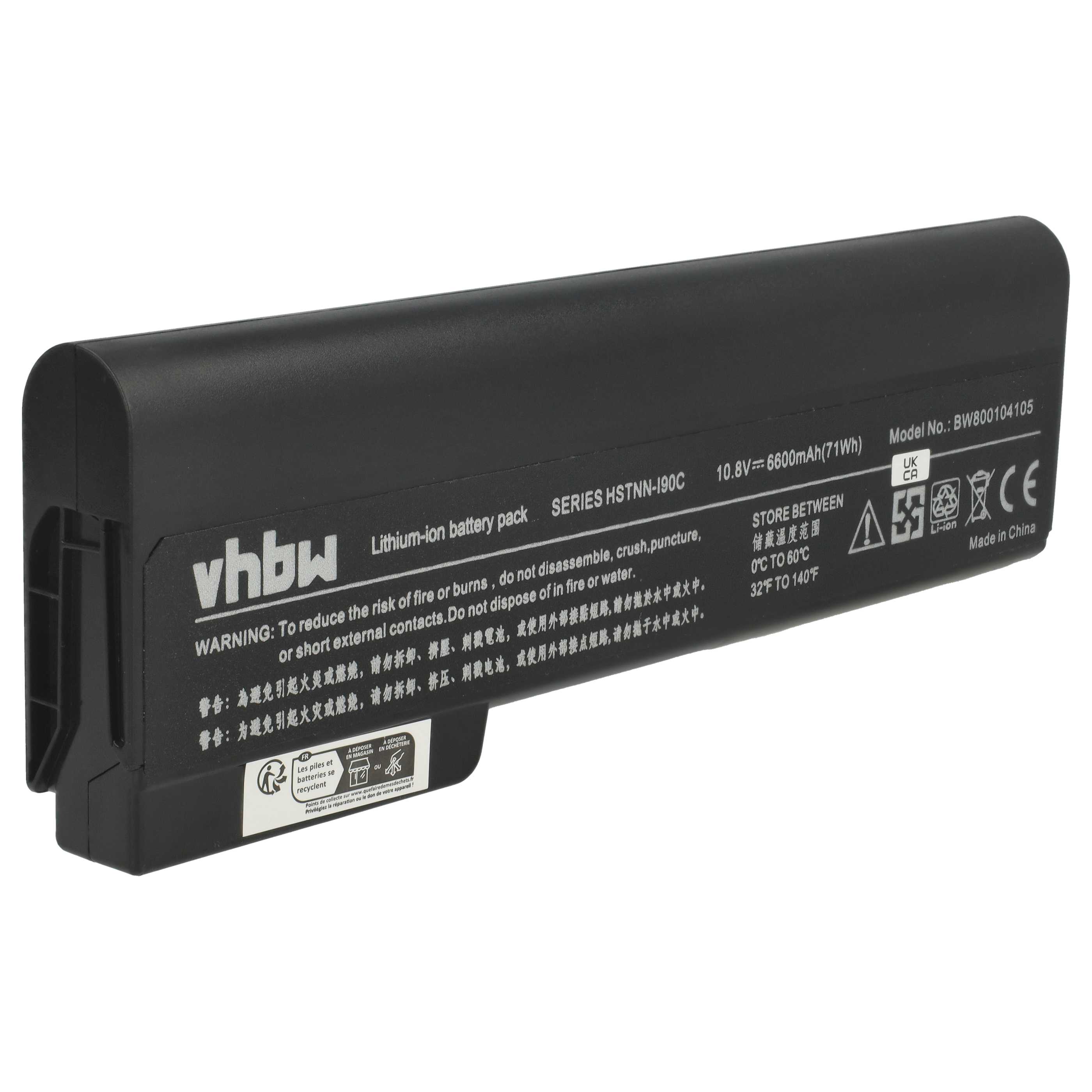 Notebook Battery Replacement for HP 628368-241, 628368-251, 628368-421 - 6600 mAh 11.1 V Li-Ion, black