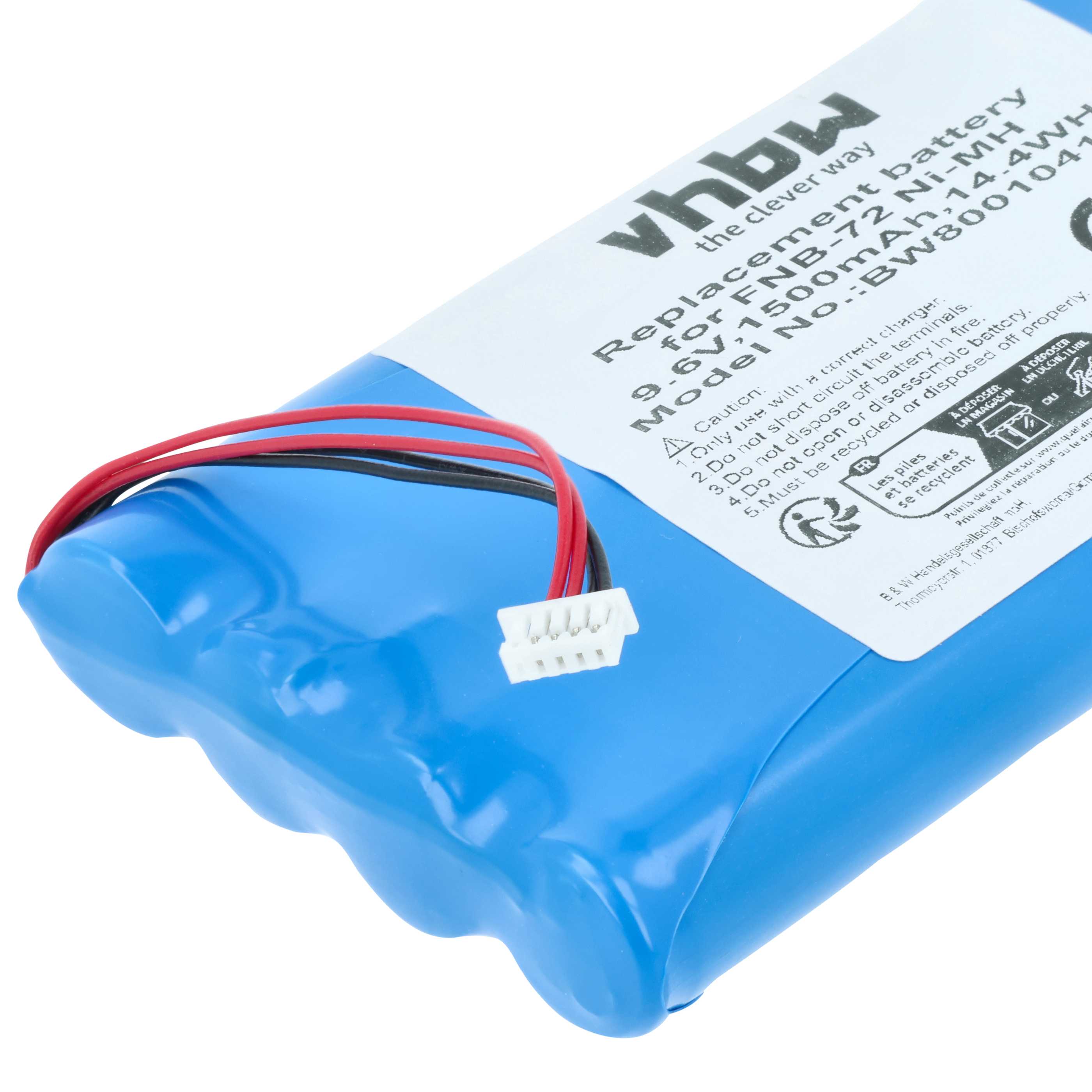 Radio Battery replaces Yaesu FNB-72xh, FNB-72xx, FNB-72x, FNB-72xe, FNB-85, FNB-72 - 1500 mAh 9.6 V NiMH