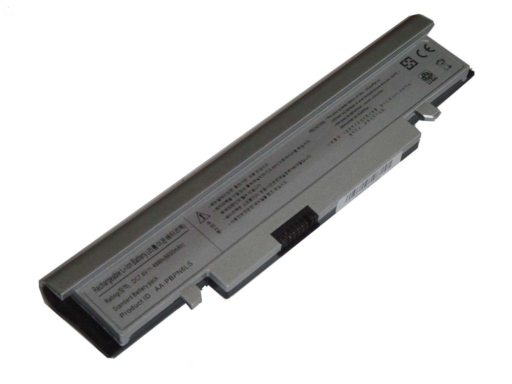 Notebook Battery Replacement for Samsung AA-PBPN6LS, AA-PBPN6LB, AA-PBPN6LW - 6600mAh 7.4V Li-Ion, silver