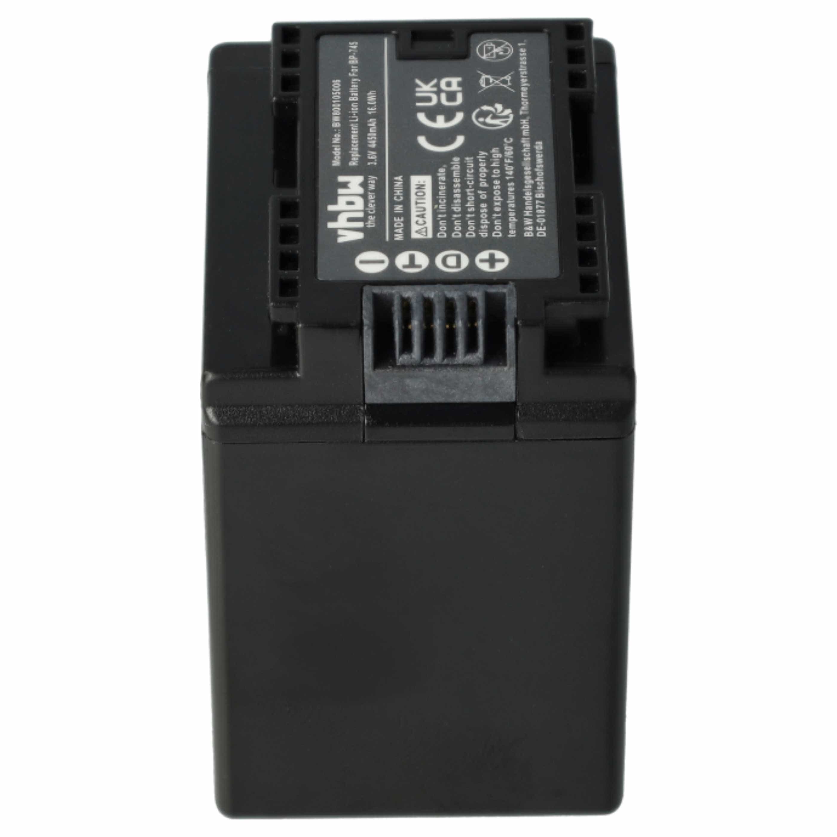 Videocamera 3x Battery replaces Canon BP-745, BP-727 - 4450 mAh 3.6 V Li-Ion
